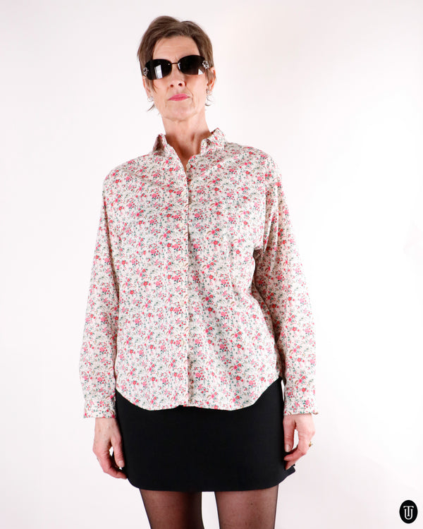 80's Cacharel Floral Liberty Cotton Shirt M