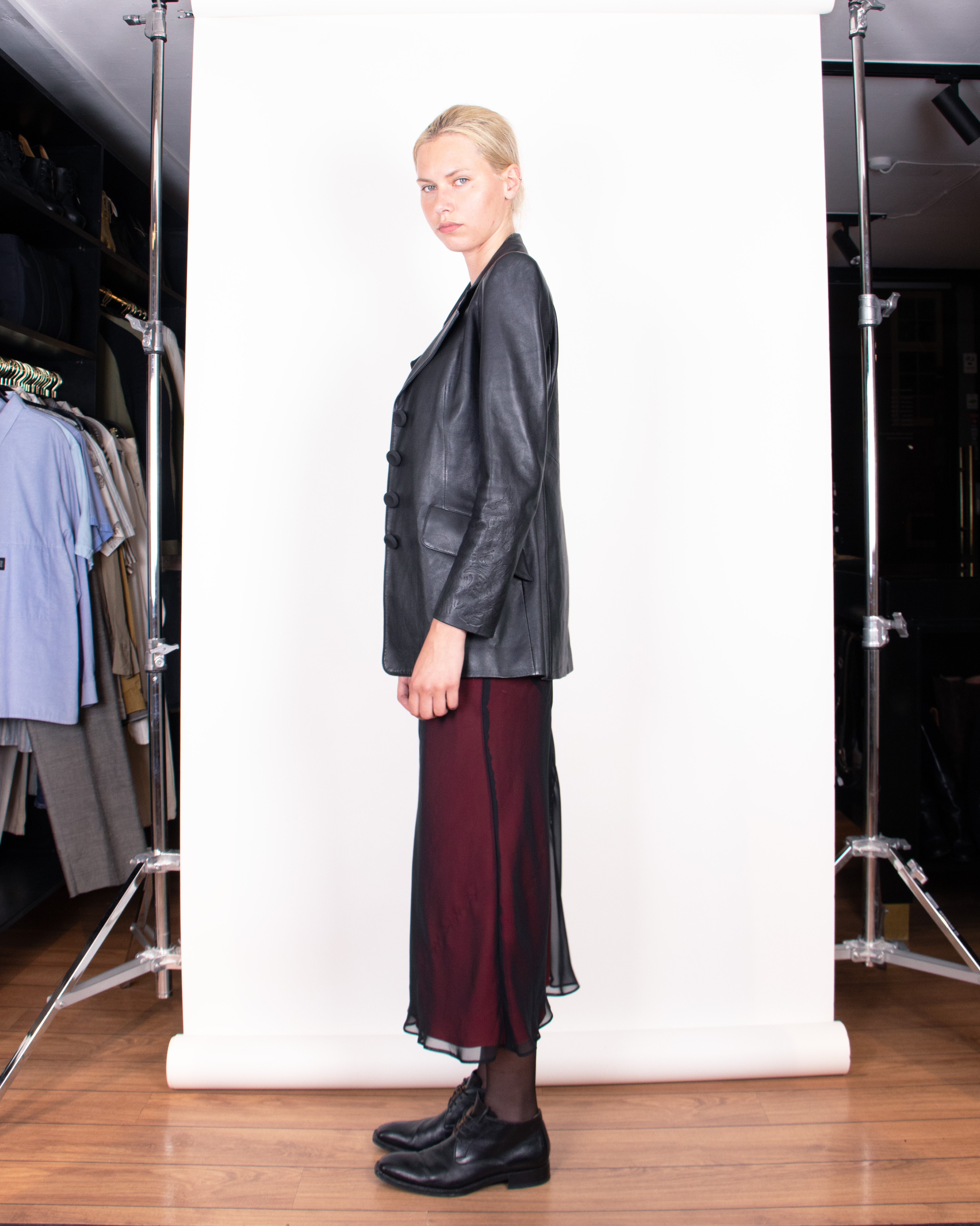 クリスチャンラクロワ ジャケット 90s 00s Late 1990s Christian Lacroix Black Leather Jacket S