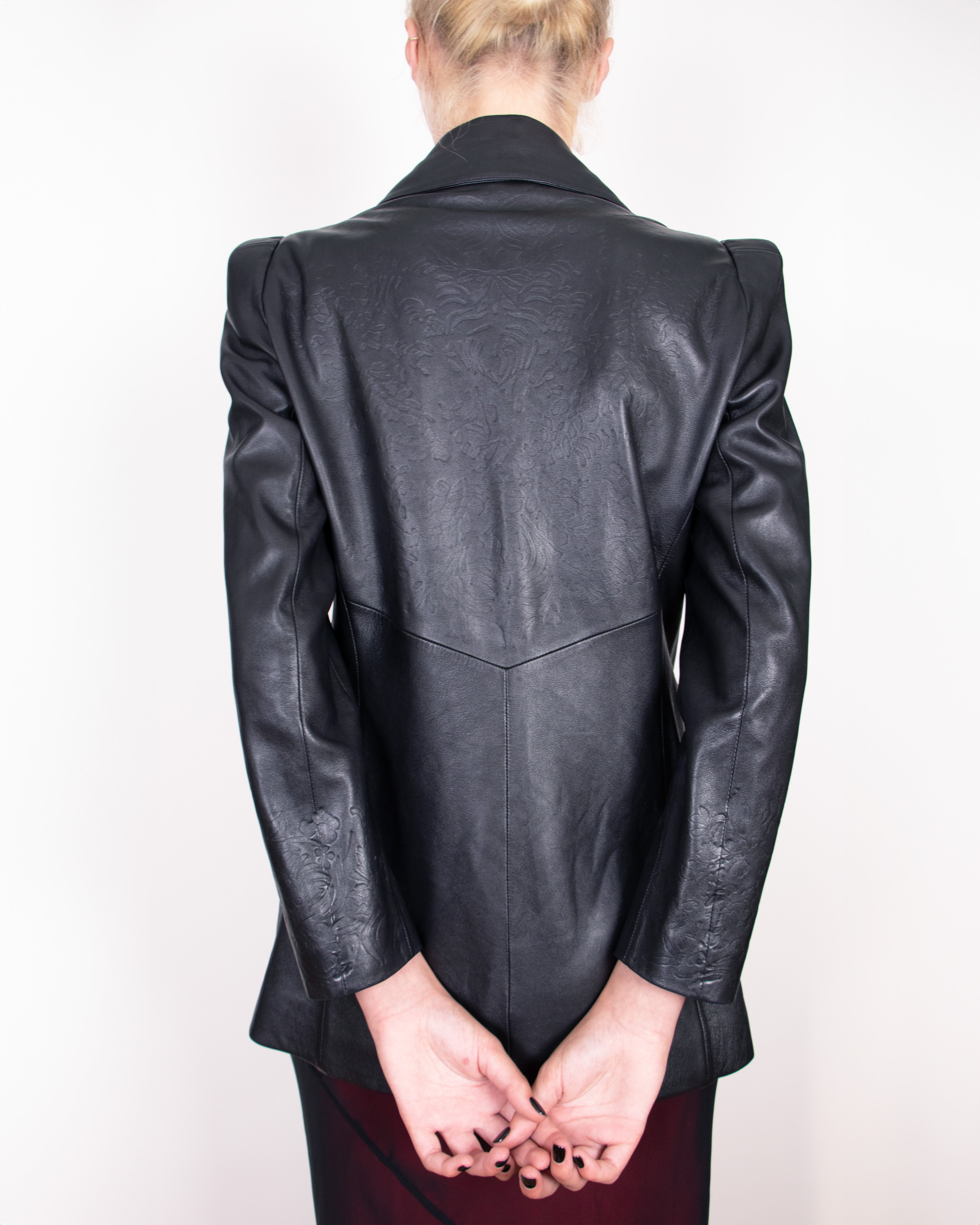 クリスチャンラクロワ ジャケット 90s 00s Late 1990s Christian Lacroix Black Leather Jacket S