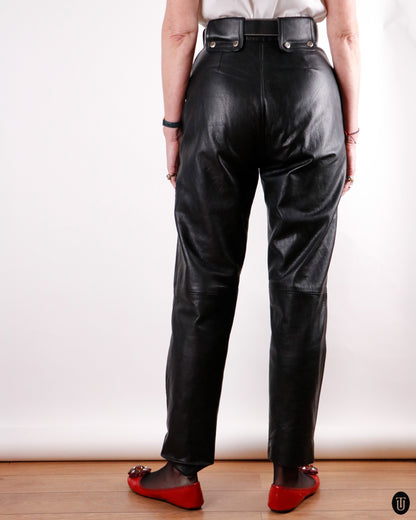 90's Chi Moda Leather Cigarette Trousers M