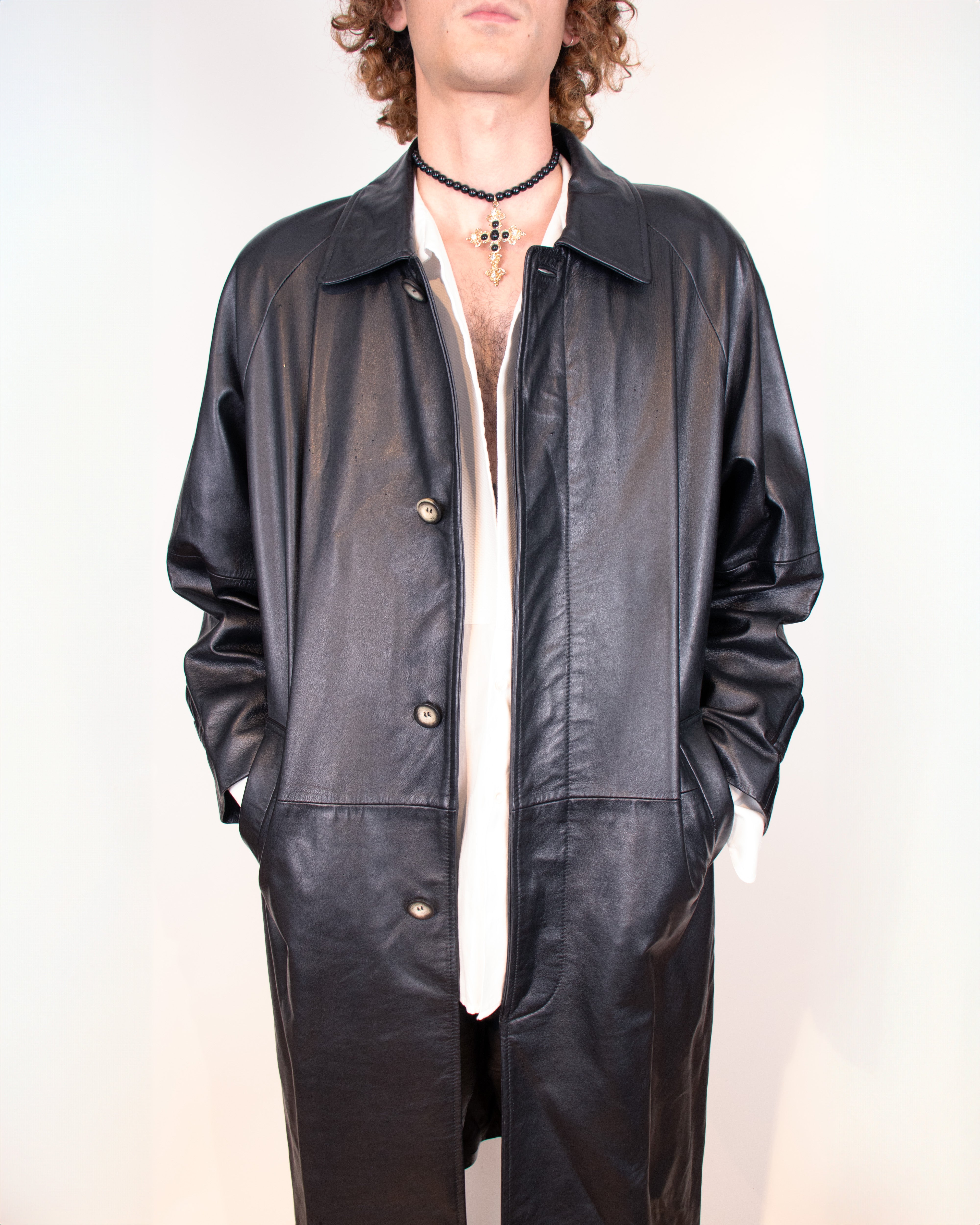 ジャケット・アウター [ItalyVintage]90s Leather double coat ItalyVintage]90s Leather double coat