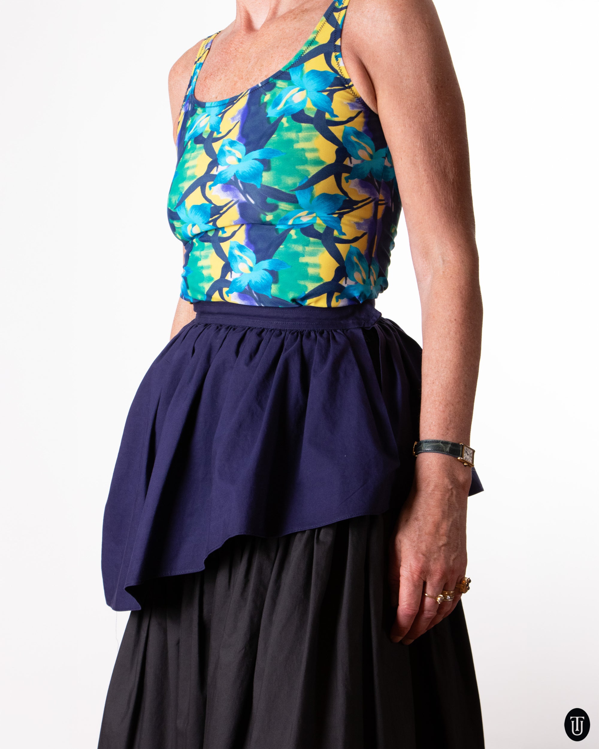 80's Yves Saint Laurent Tiered Cotton Skirt XS