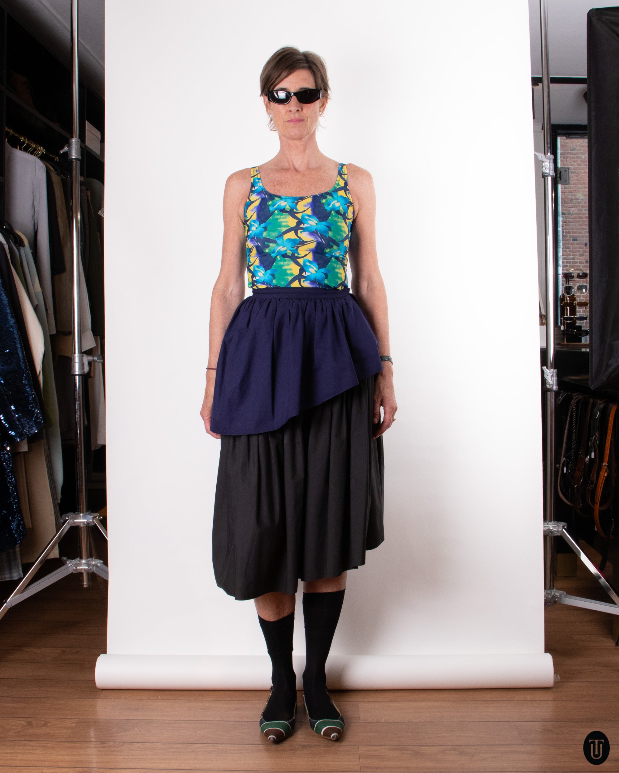 80's Yves Saint Laurent Tiered Cotton Skirt XS
