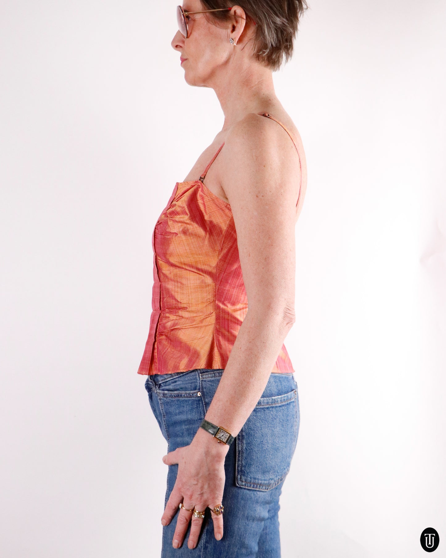 00's Sportmax Iridescent Silk Pleated Camisole