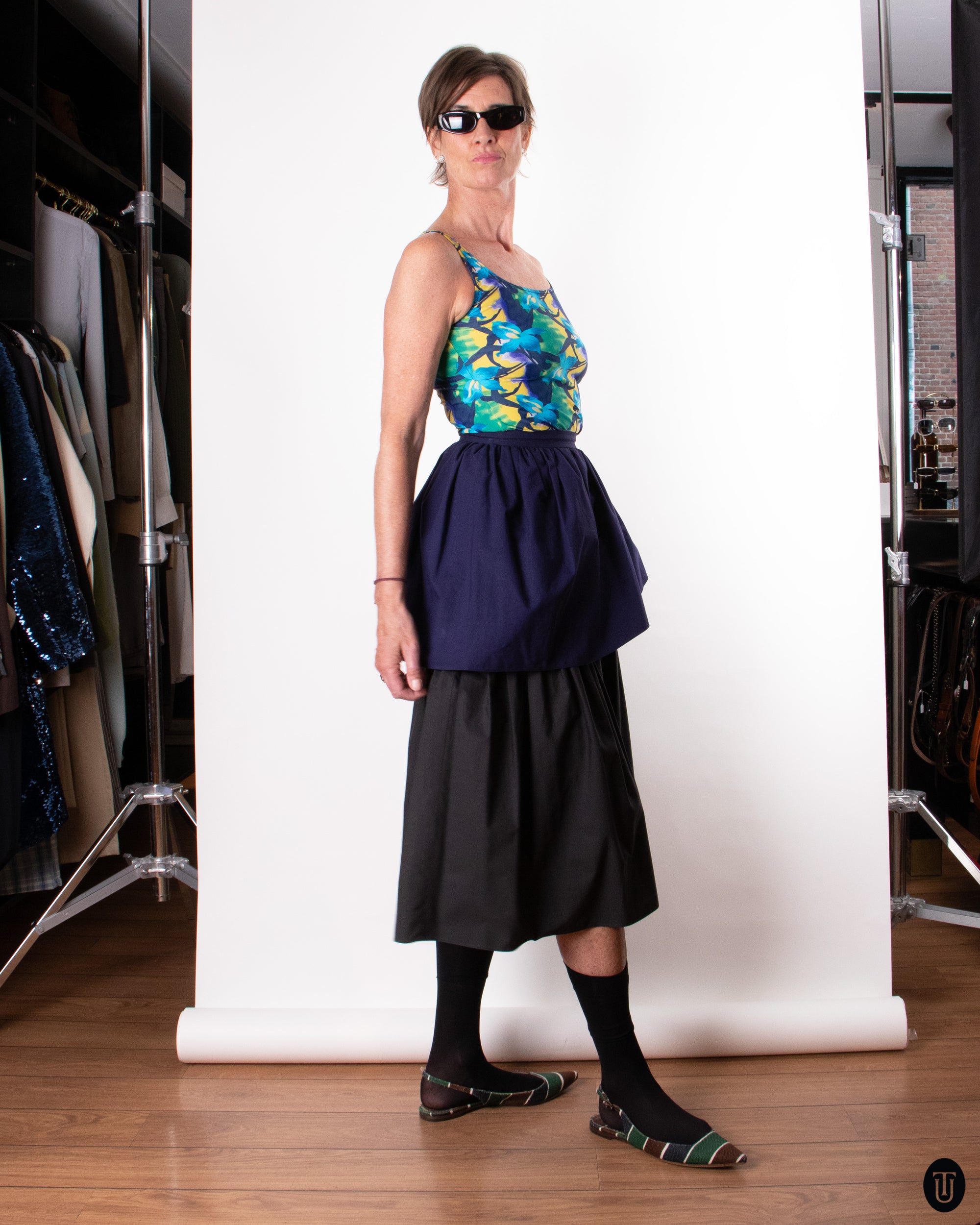 80's Yves Saint Laurent Tiered Cotton Skirt XS