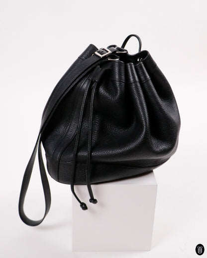 90's Hermès Market Bag in Black Calf Skin Leather