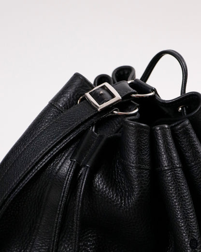 90's Hermès Market Bag in Black Calf Skin Leather