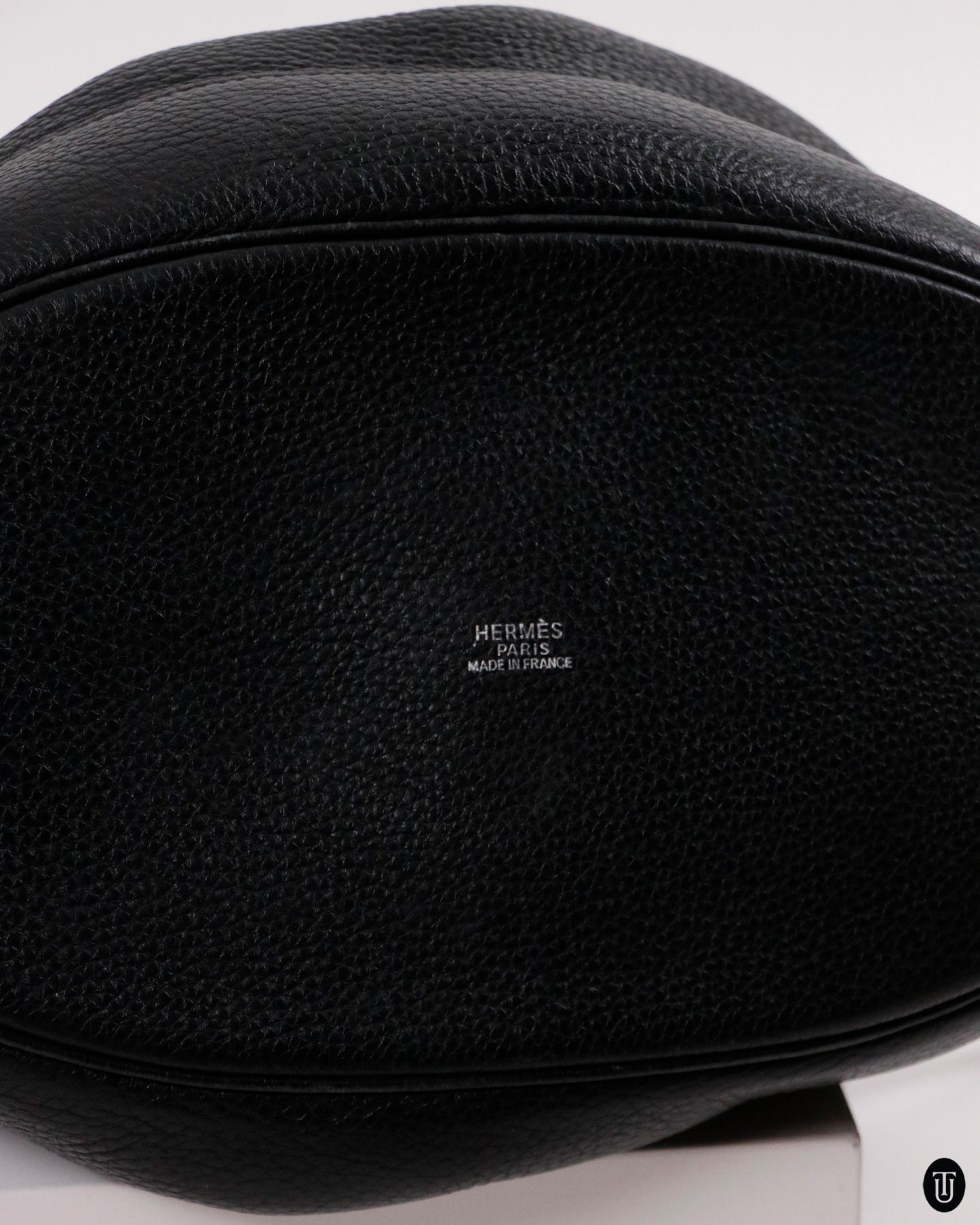 90's Hermès Market Bag in Black Calf Skin Leather