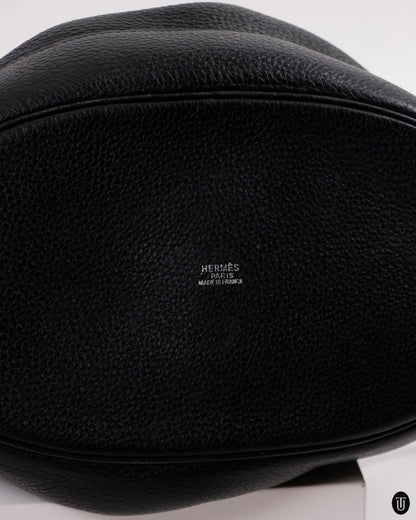 90's Hermès Market Bag in Black Calf Skin Leather