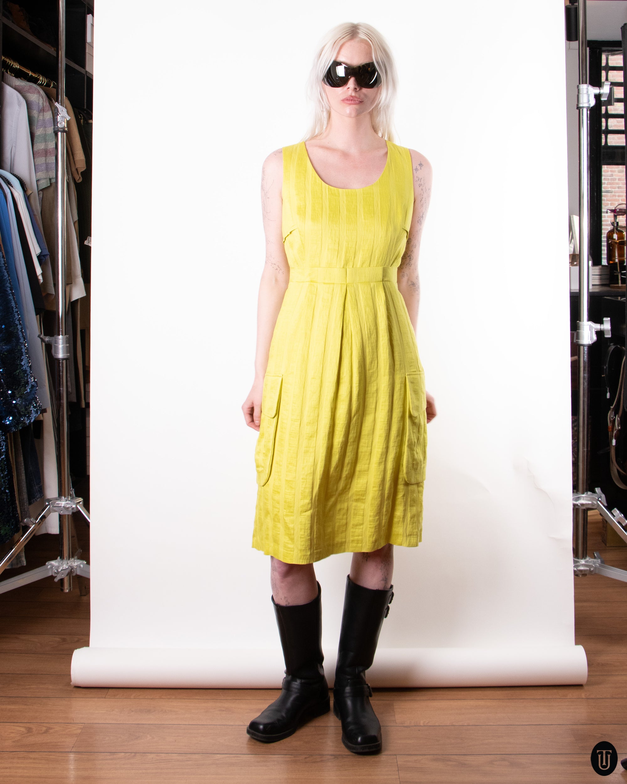 00's Yellow Cotton Dress M