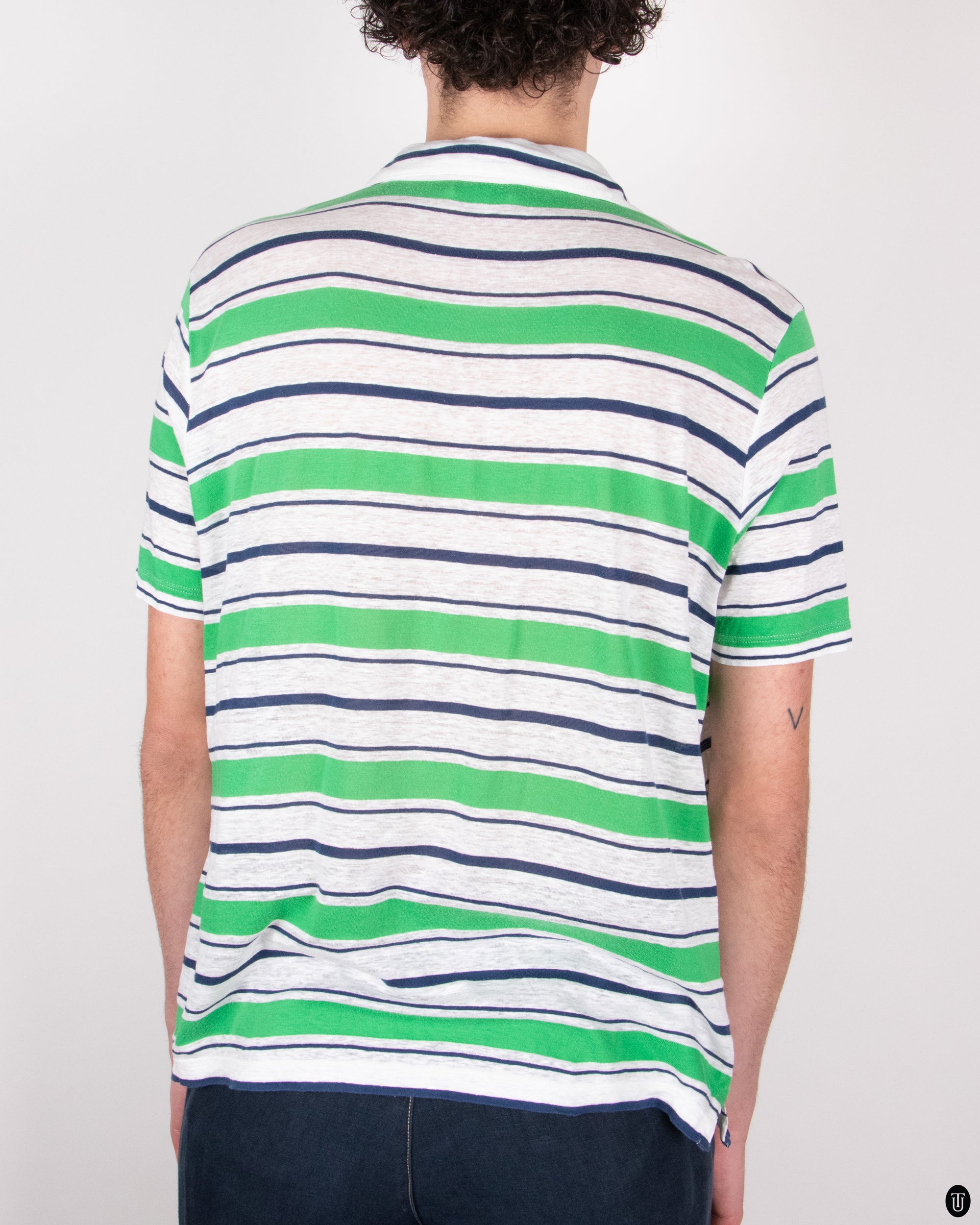 90s Hérmes Greenstriped Polo T-shirt M
