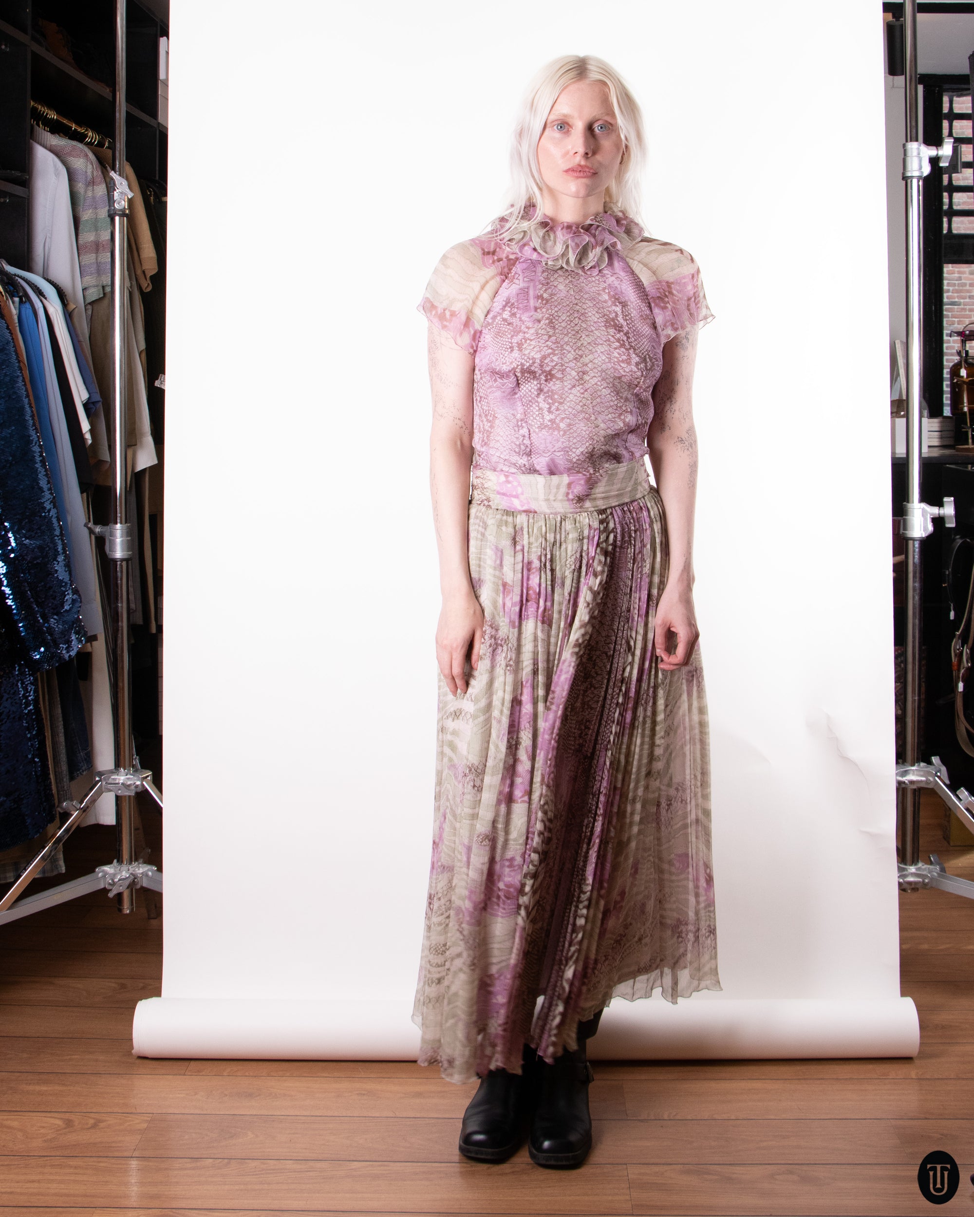 80's Silk Organza Two Piece M