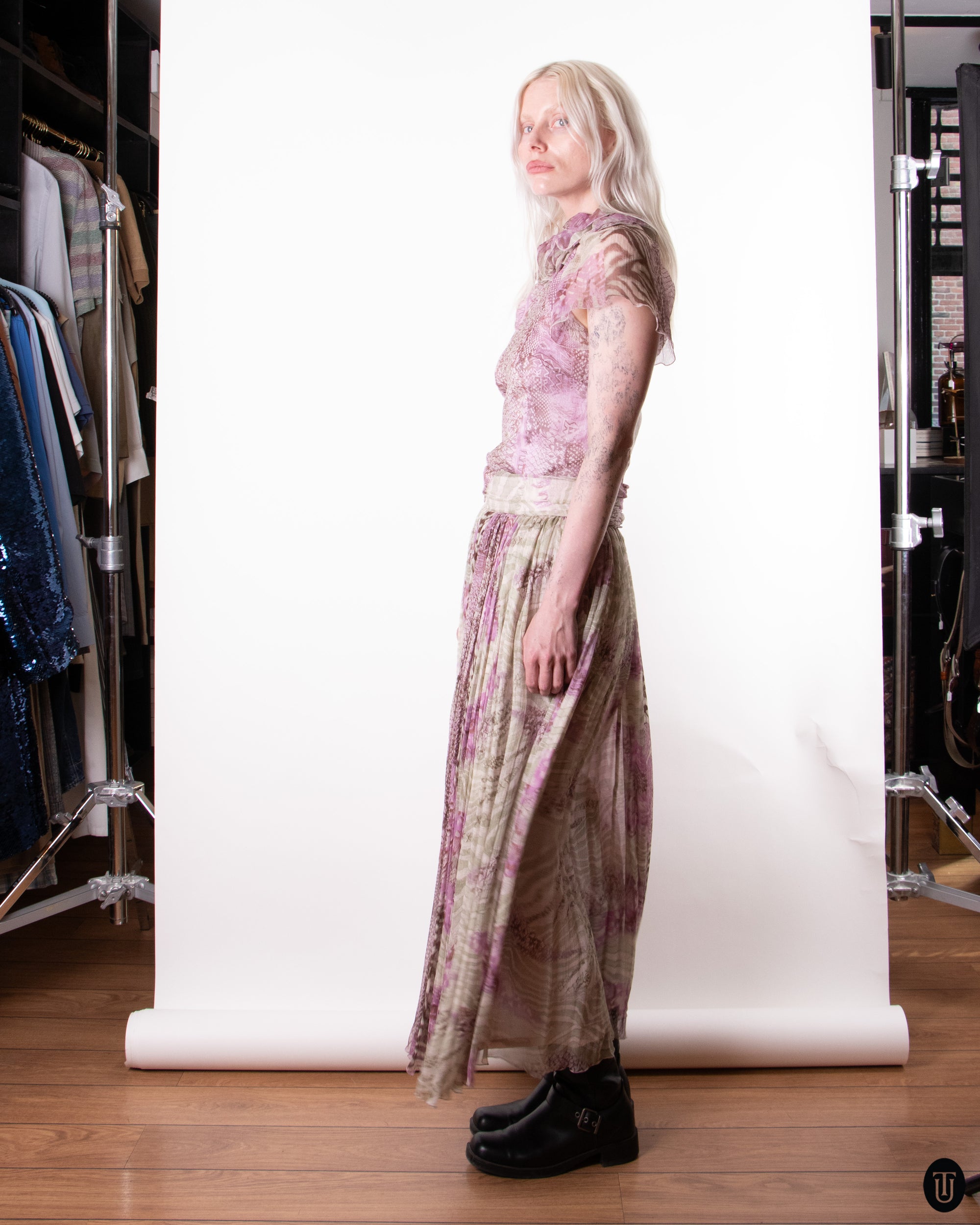80's Silk Organza Two Piece M