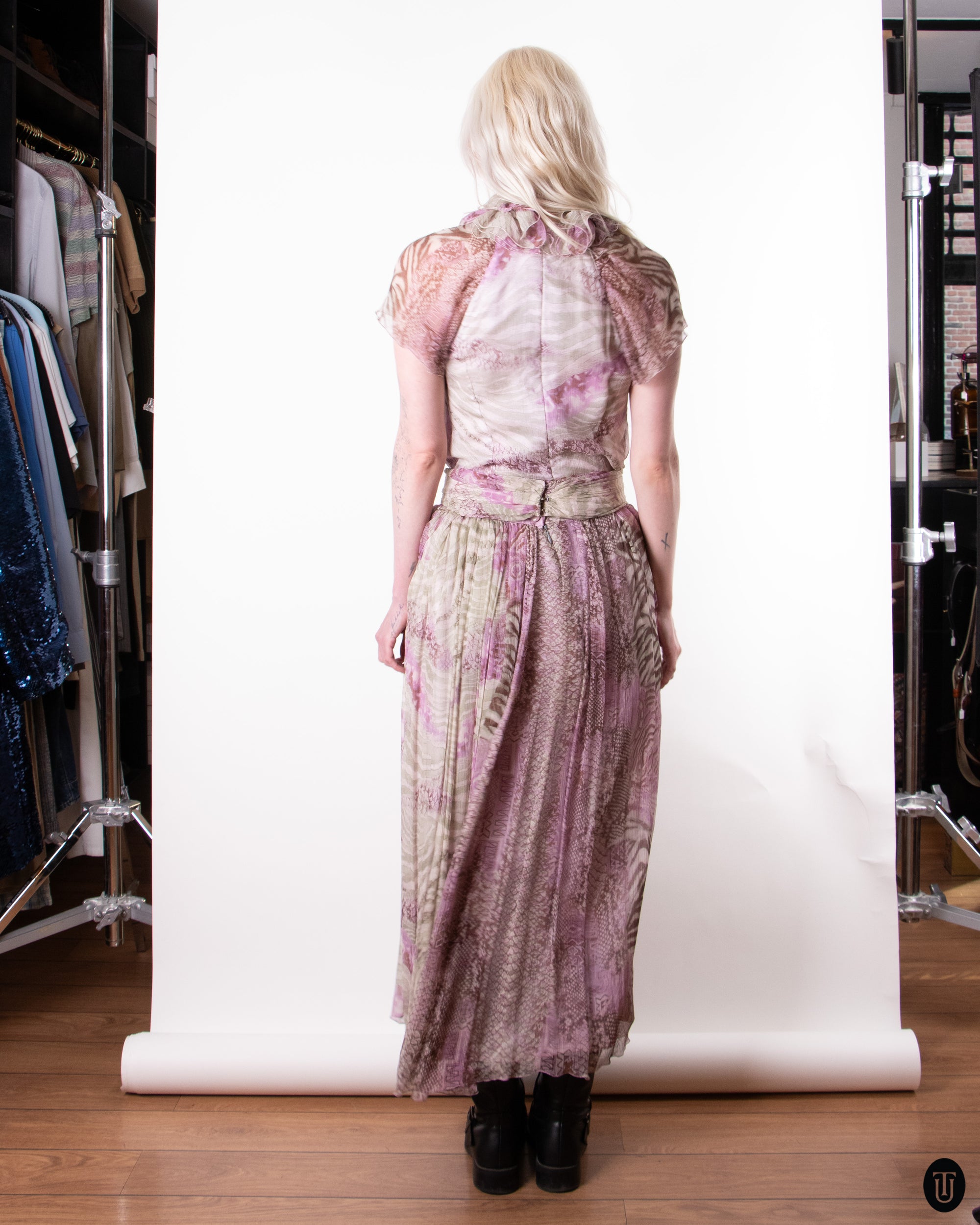 80's Silk Organza Two Piece M
