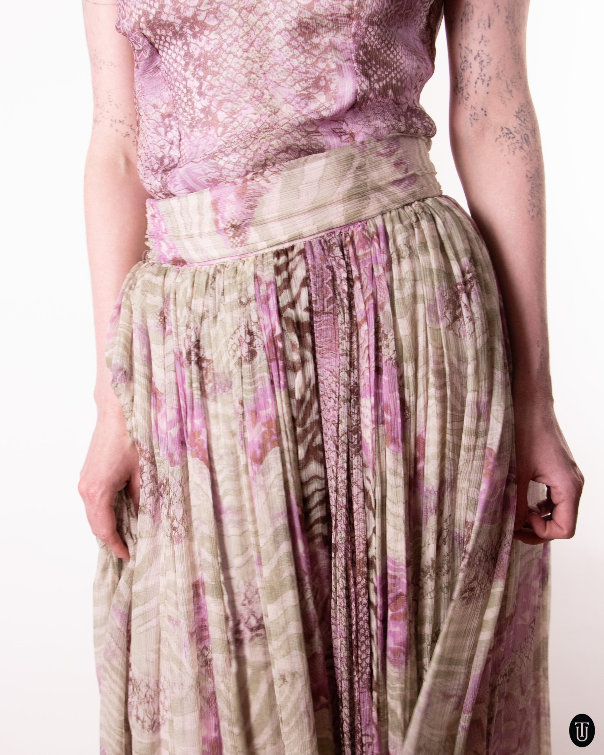 80's Silk Organza Two Piece M