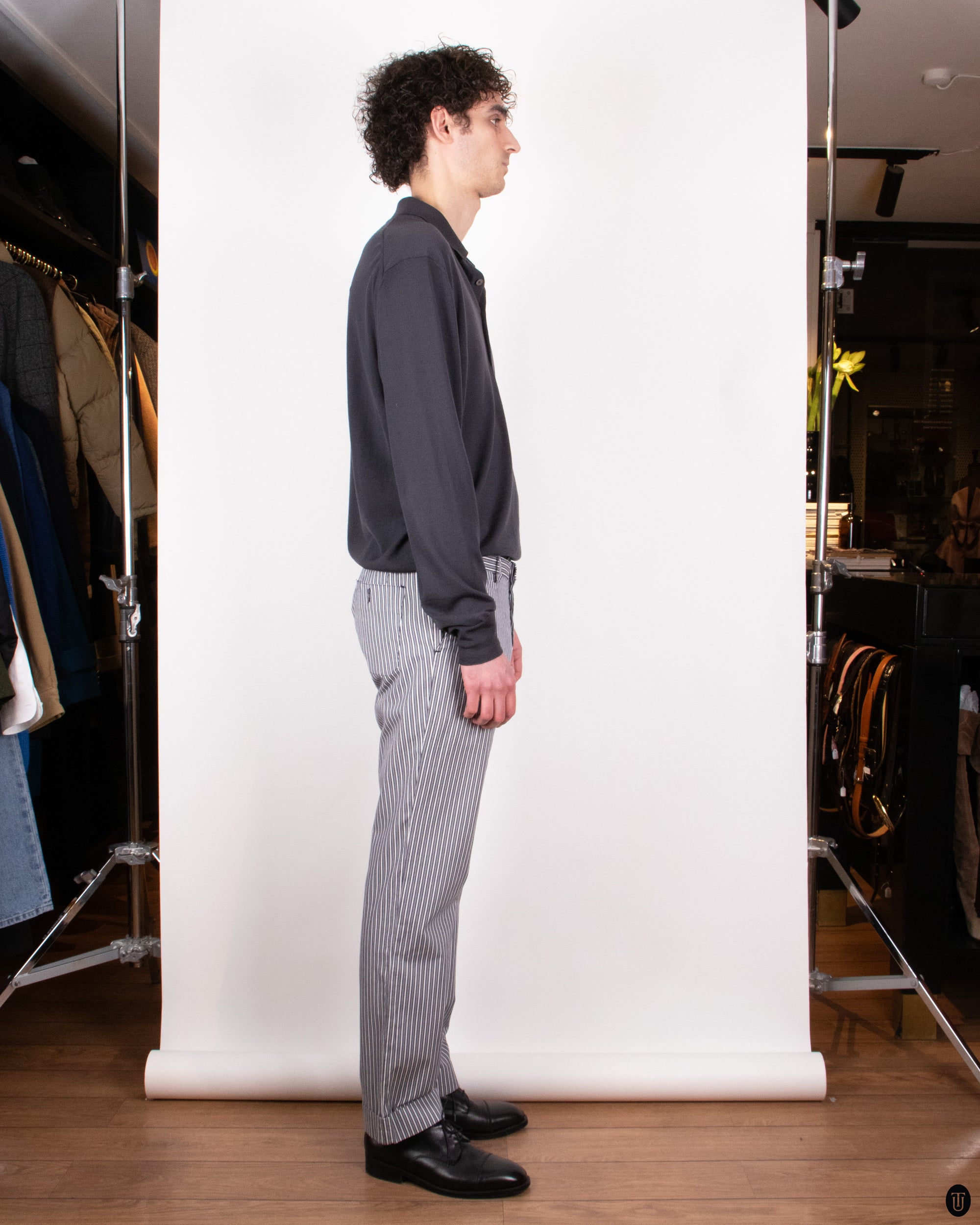 00's Romeo Gigli Blue Striped Trousers M