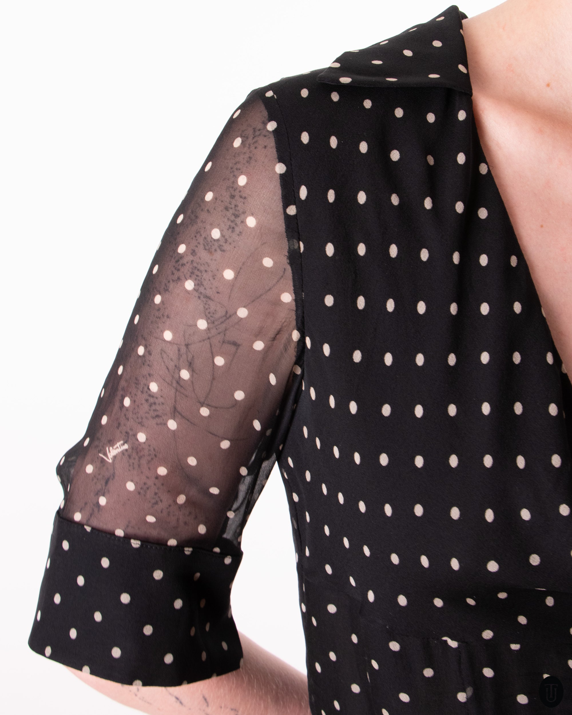 00's Valentino Silk Polka-Dot Dress M