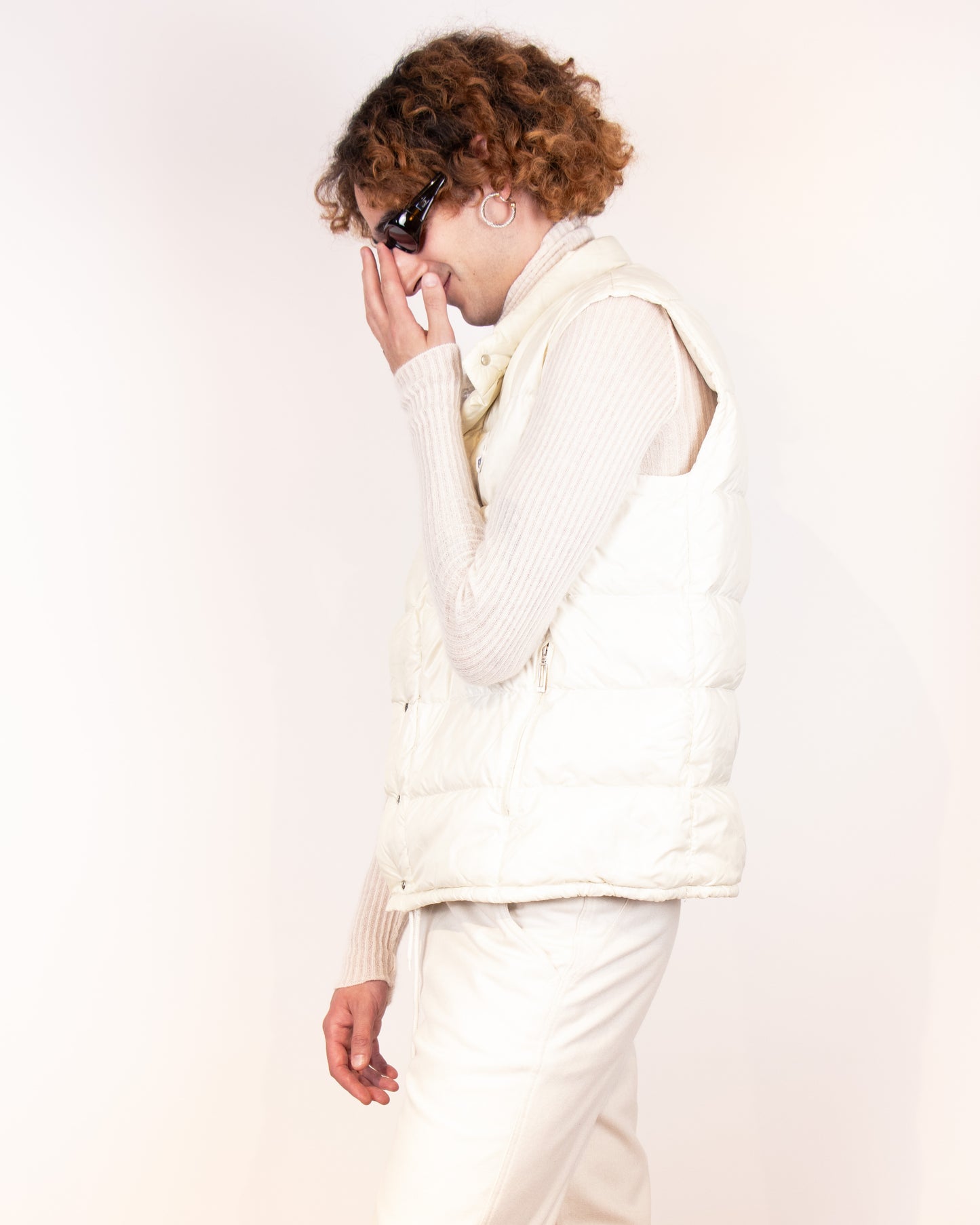 80's Moncler White Down Vest M