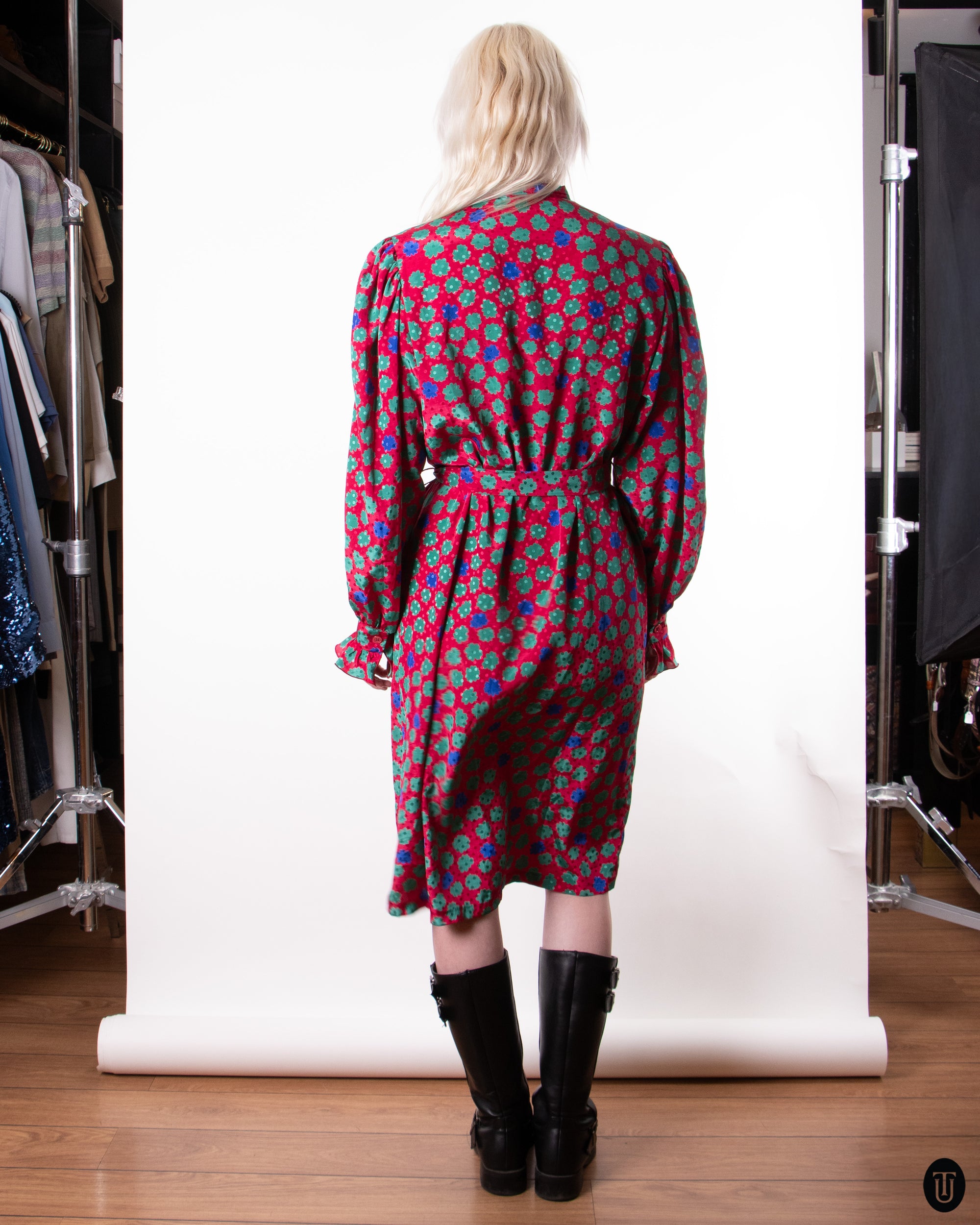 70's Pierre Balmain Ruffle Dress M