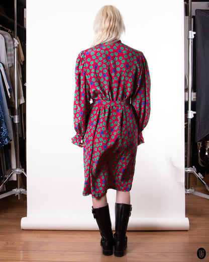 70's Pierre Balmain Ruffle Dress M