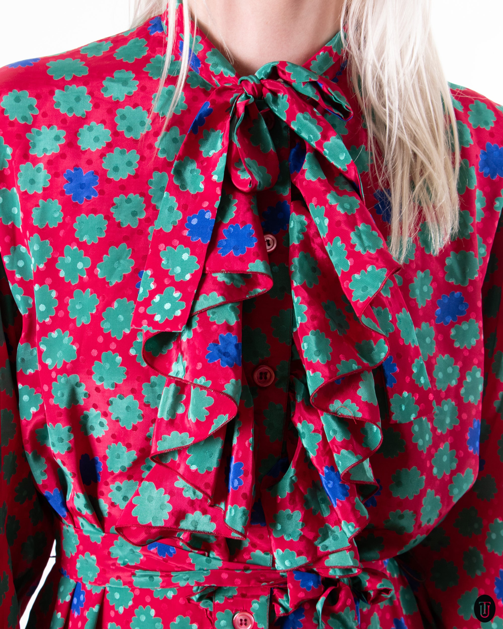70's Pierre Balmain Ruffle Dress M