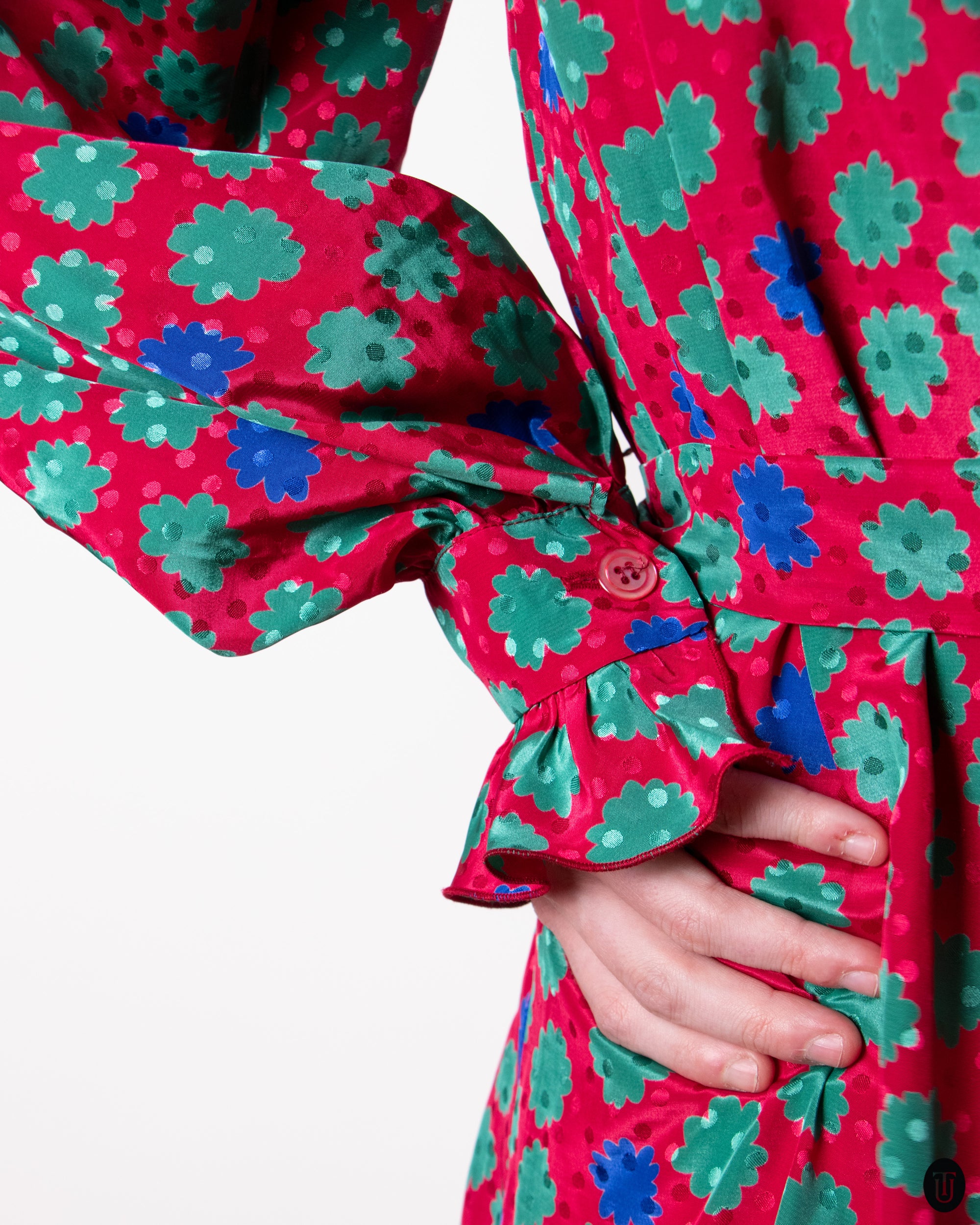 70's Pierre Balmain Ruffle Dress M
