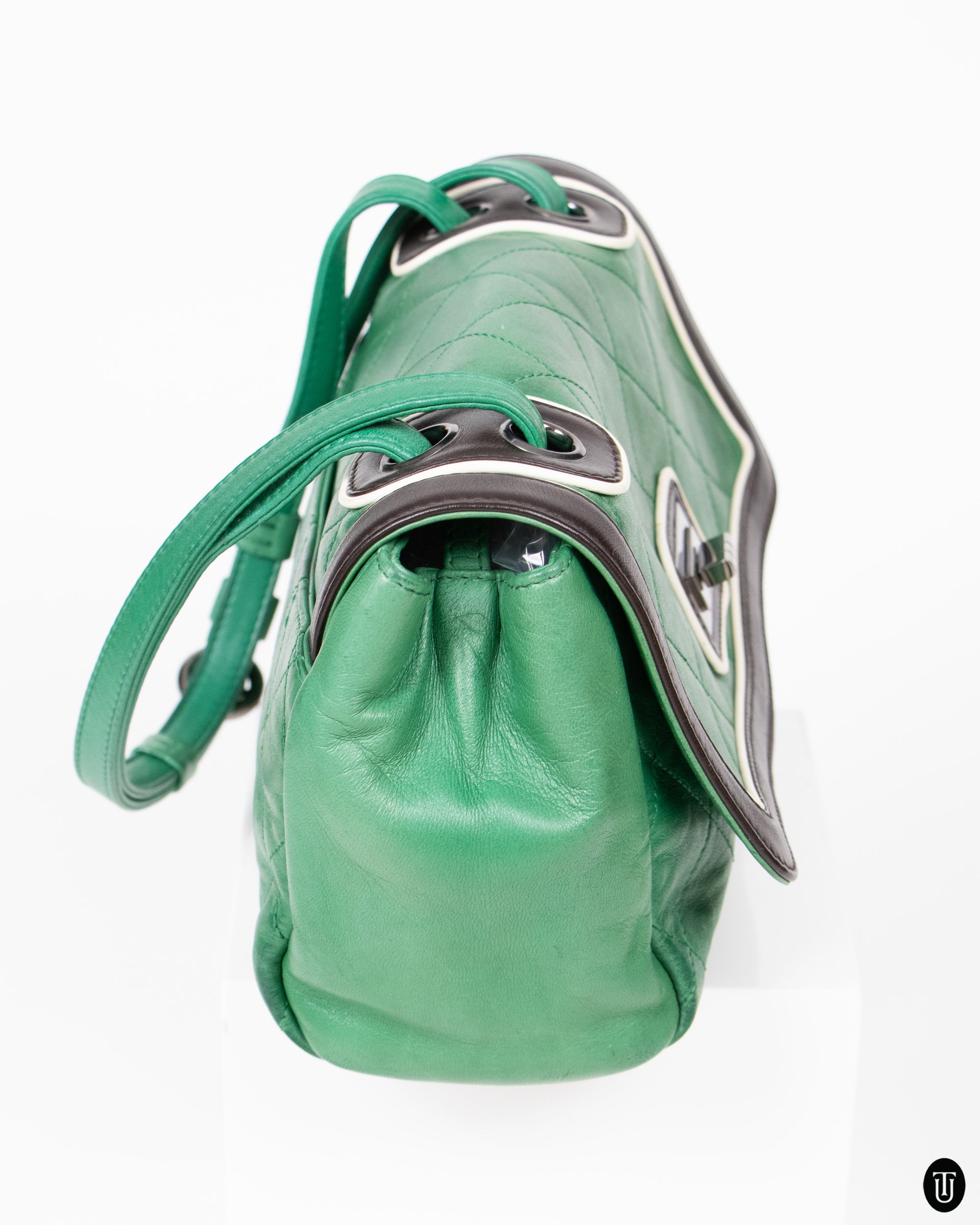 00's Chanel Bag In Green and Black