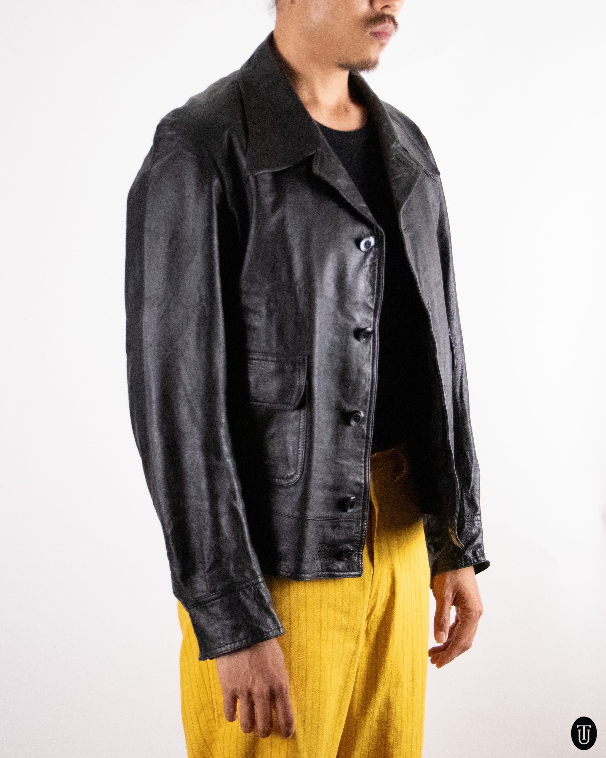 90's Boxy Leather Jacket S