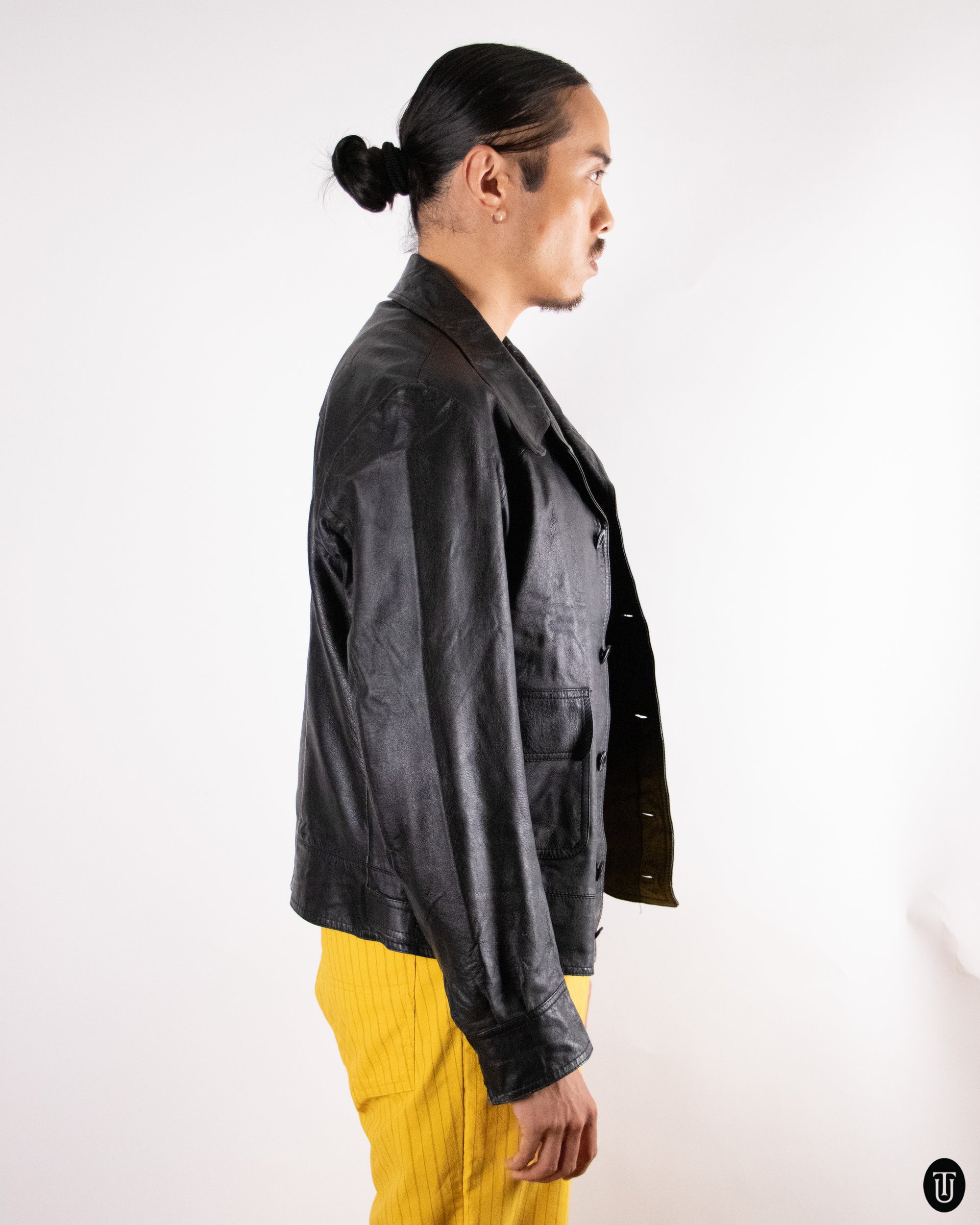 90's Boxy Leather Jacket S