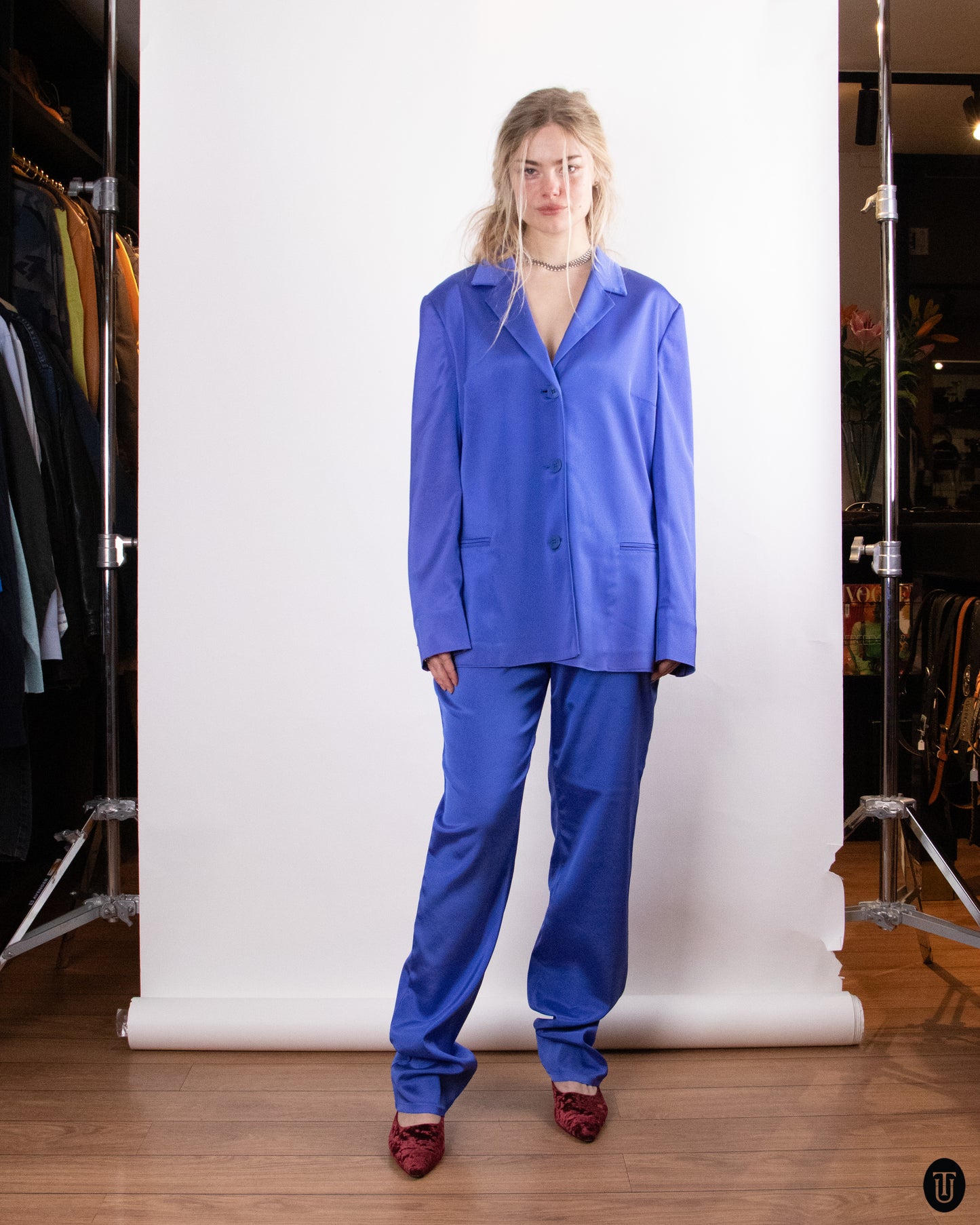 00's Versace "Jeans Couture" Electric Purple Suit M