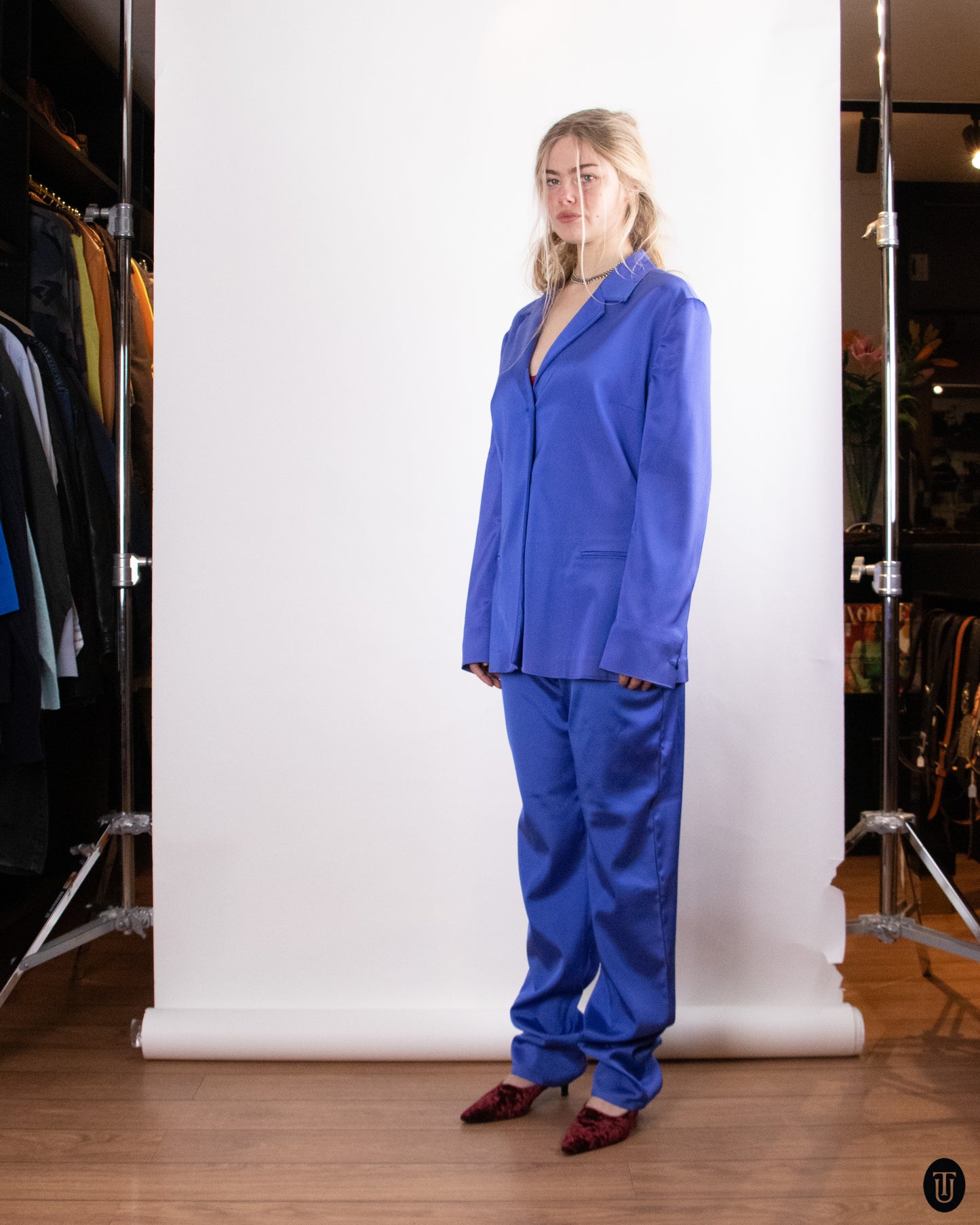 00's Versace "Jeans Couture" Electric Purple Suit M
