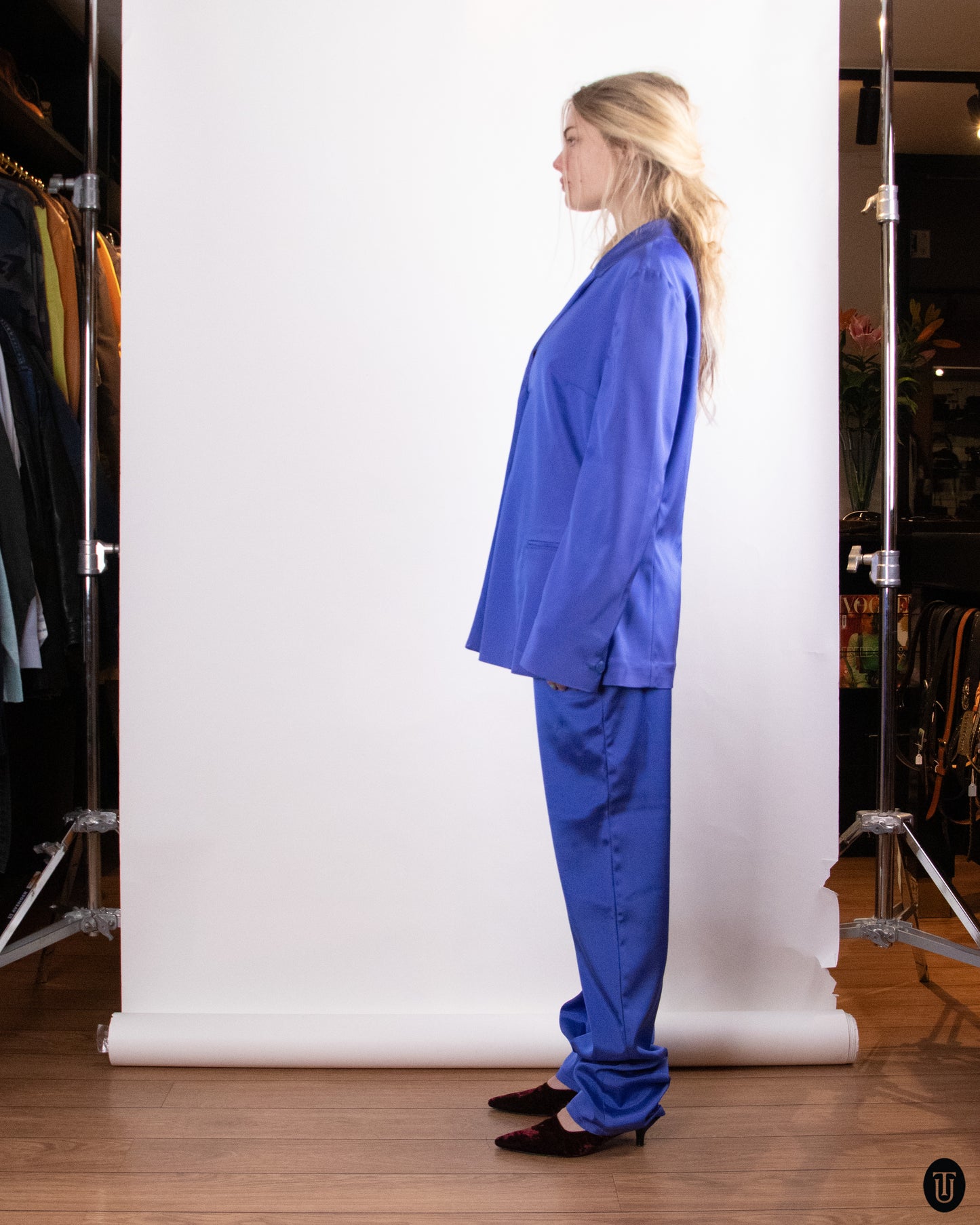 00's Versace "Jeans Couture" Electric Purple Suit M