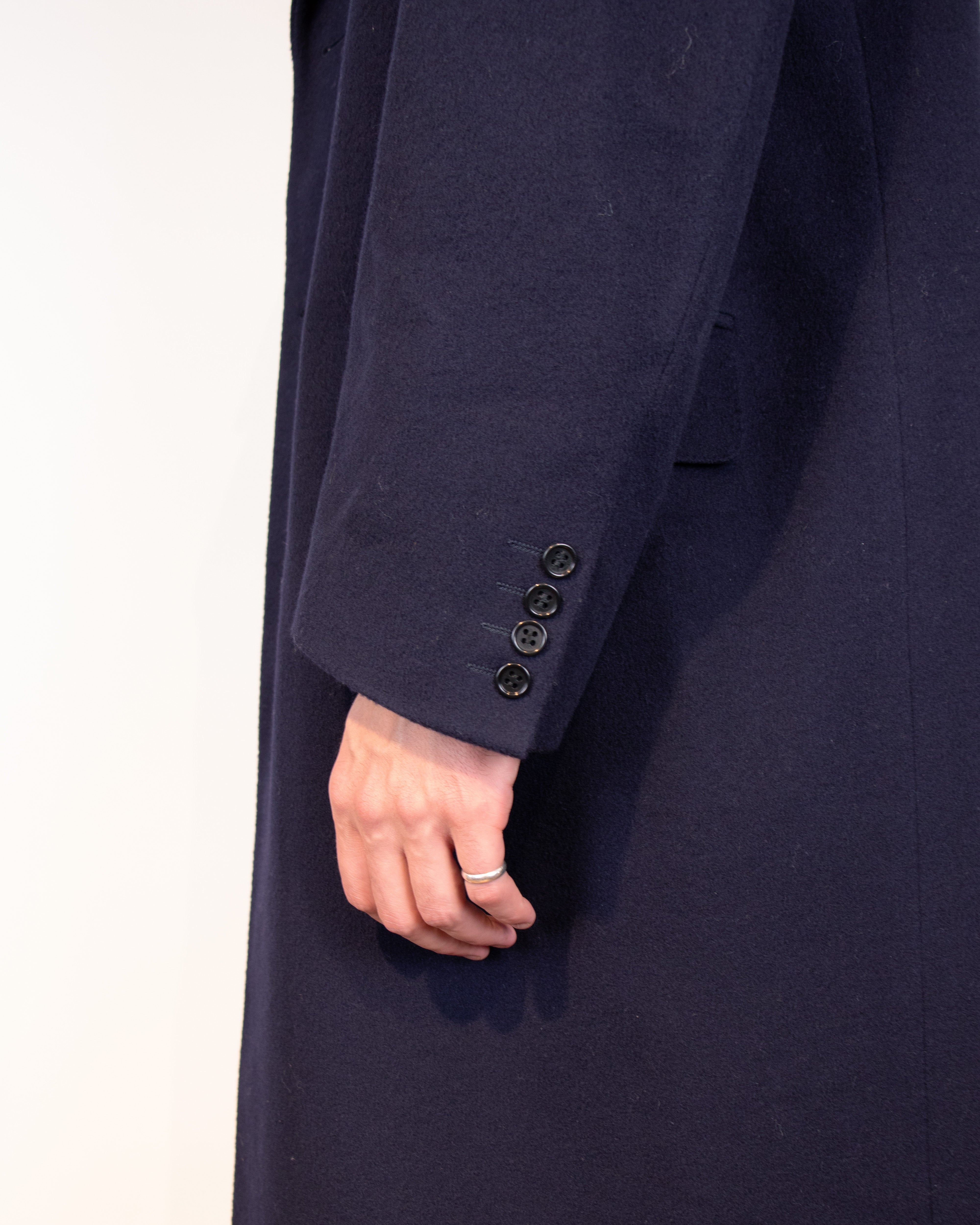 1990s Lanvin Navy Wool and Cashmere Coat L/XL 1990s Lanvin Navy Wool and Cashmere Coat L/XL