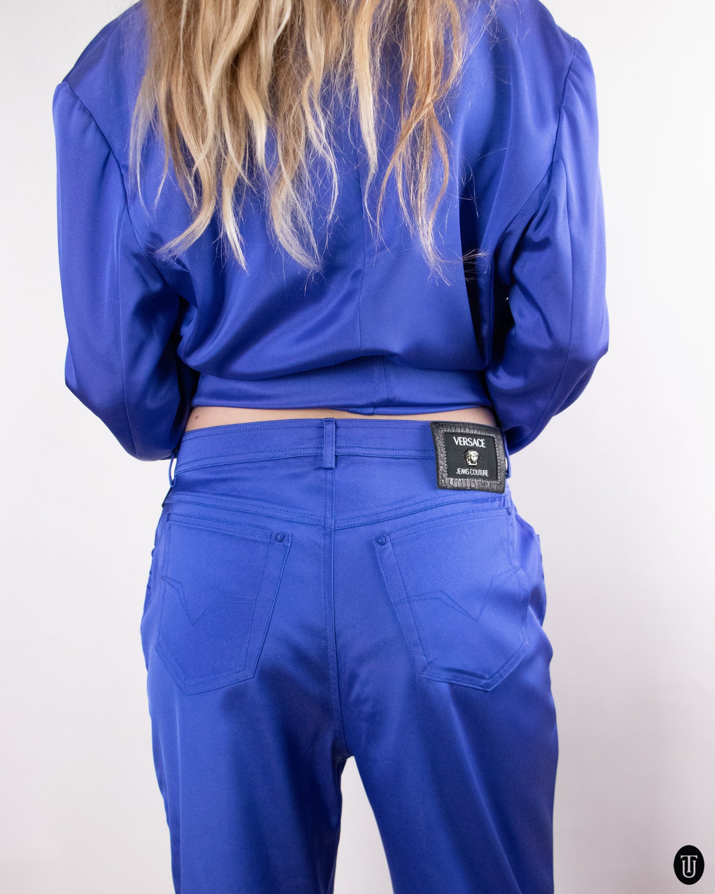 00's Versace "Jeans Couture" Electric Purple Suit M
