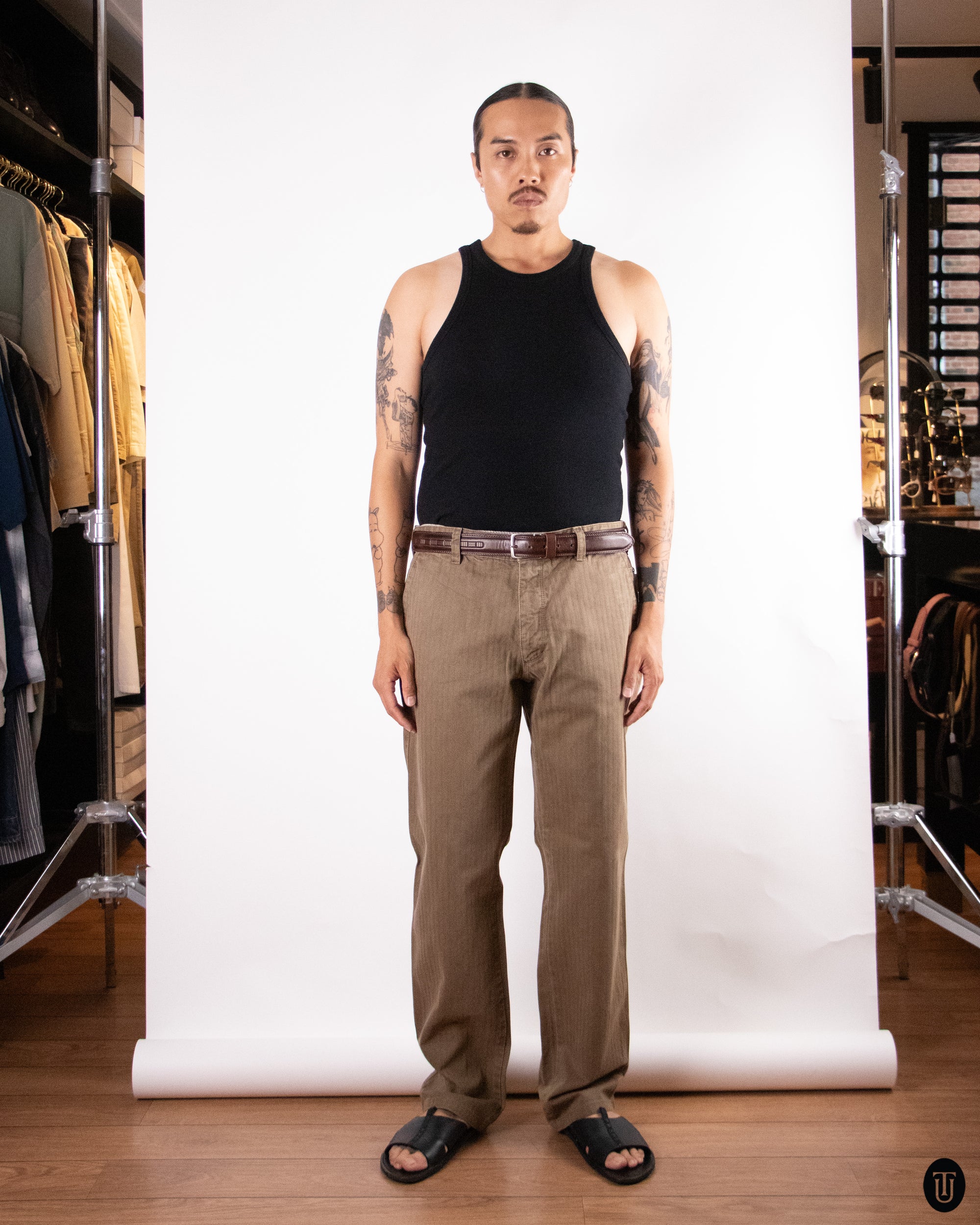 00's Burberry Brown Cotton Slacks M