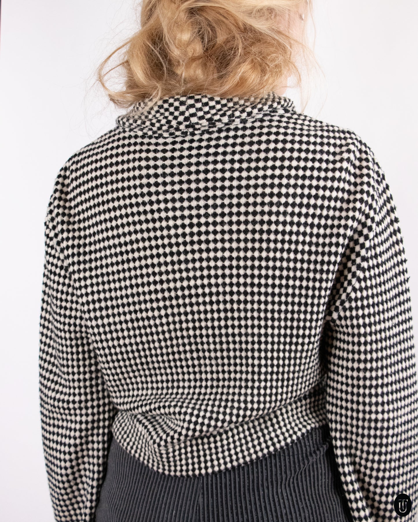 90's Versace "Jeans Couture" Cropped Wool Blend Zip Top