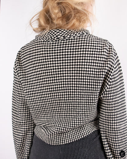 90's Versace "Jeans Couture" Cropped Wool Blend Zip Top