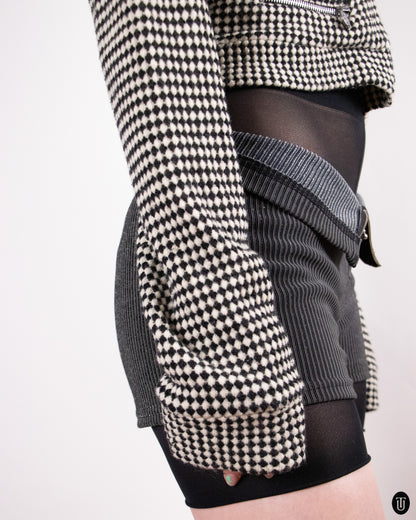 90's Versace "Jeans Couture" Cropped Wool Blend Zip Top
