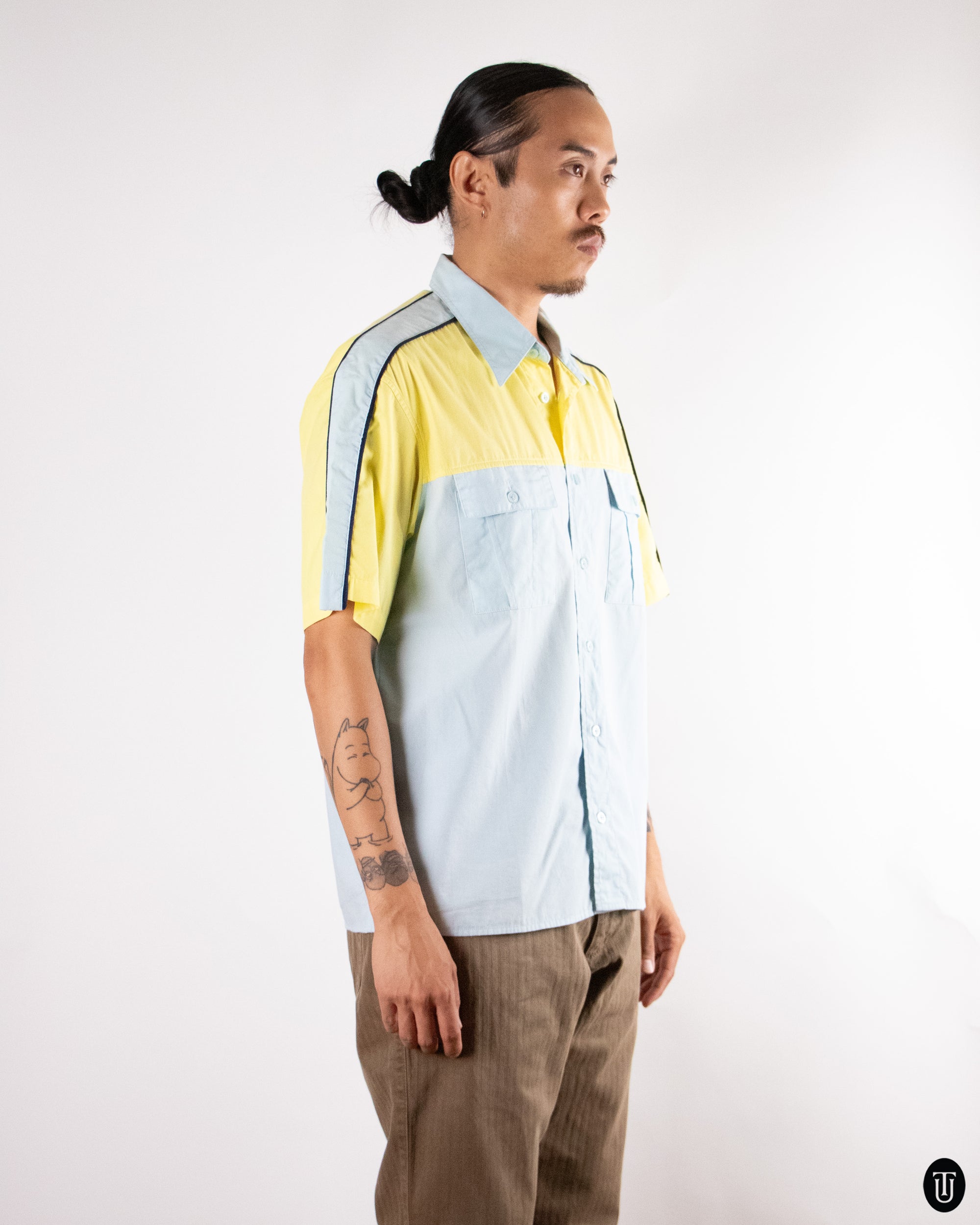 90's Versace Cotton Button Up T-Shirt L
