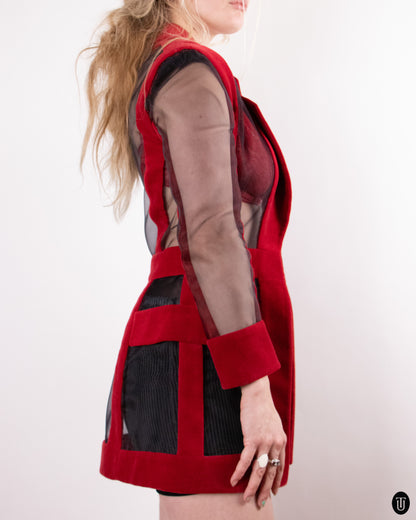 2015 Balmain by Olivier Rousteing Red & Black Jacket S