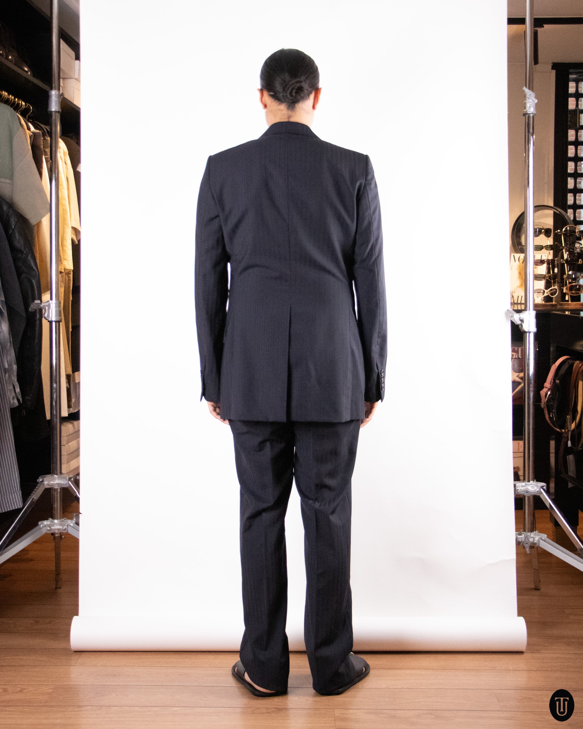 90's Dior Hedi Slimane Striped Wool and Mohair Suit S