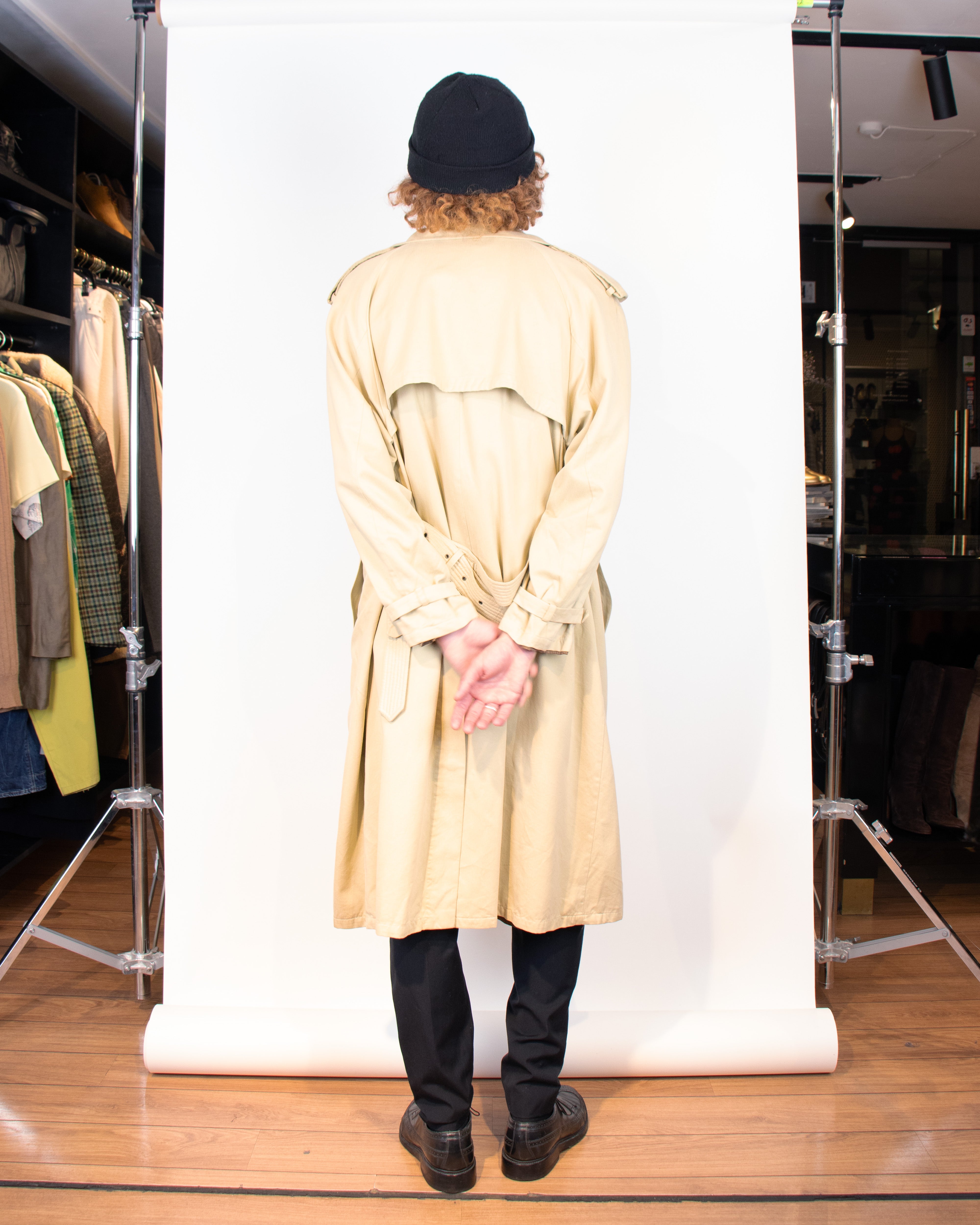 80's Giorgio Armani Beige Belted Trench Coat L