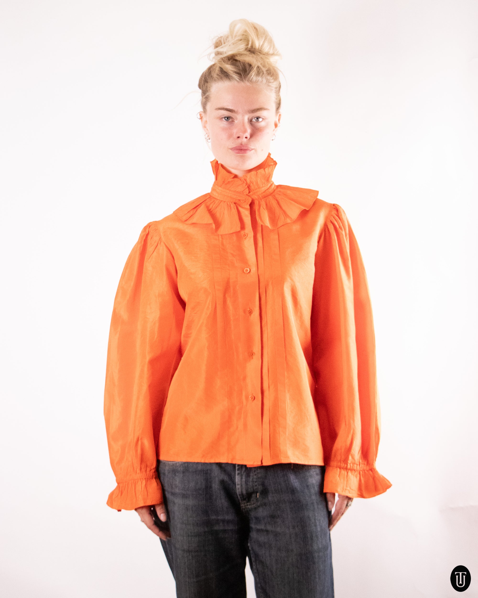 1980's YSL Orange Blouse M