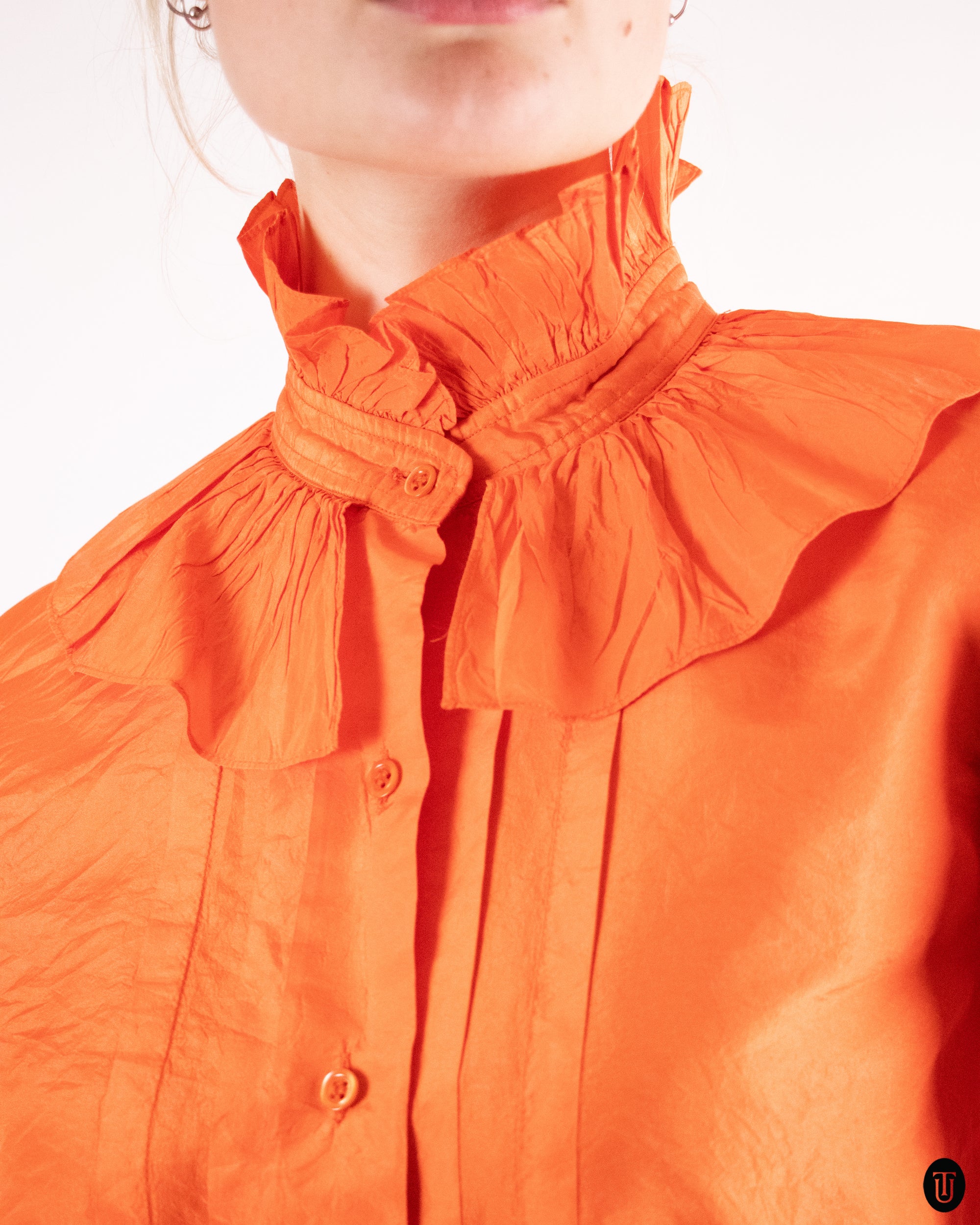 1980's YSL Orange Blouse M
