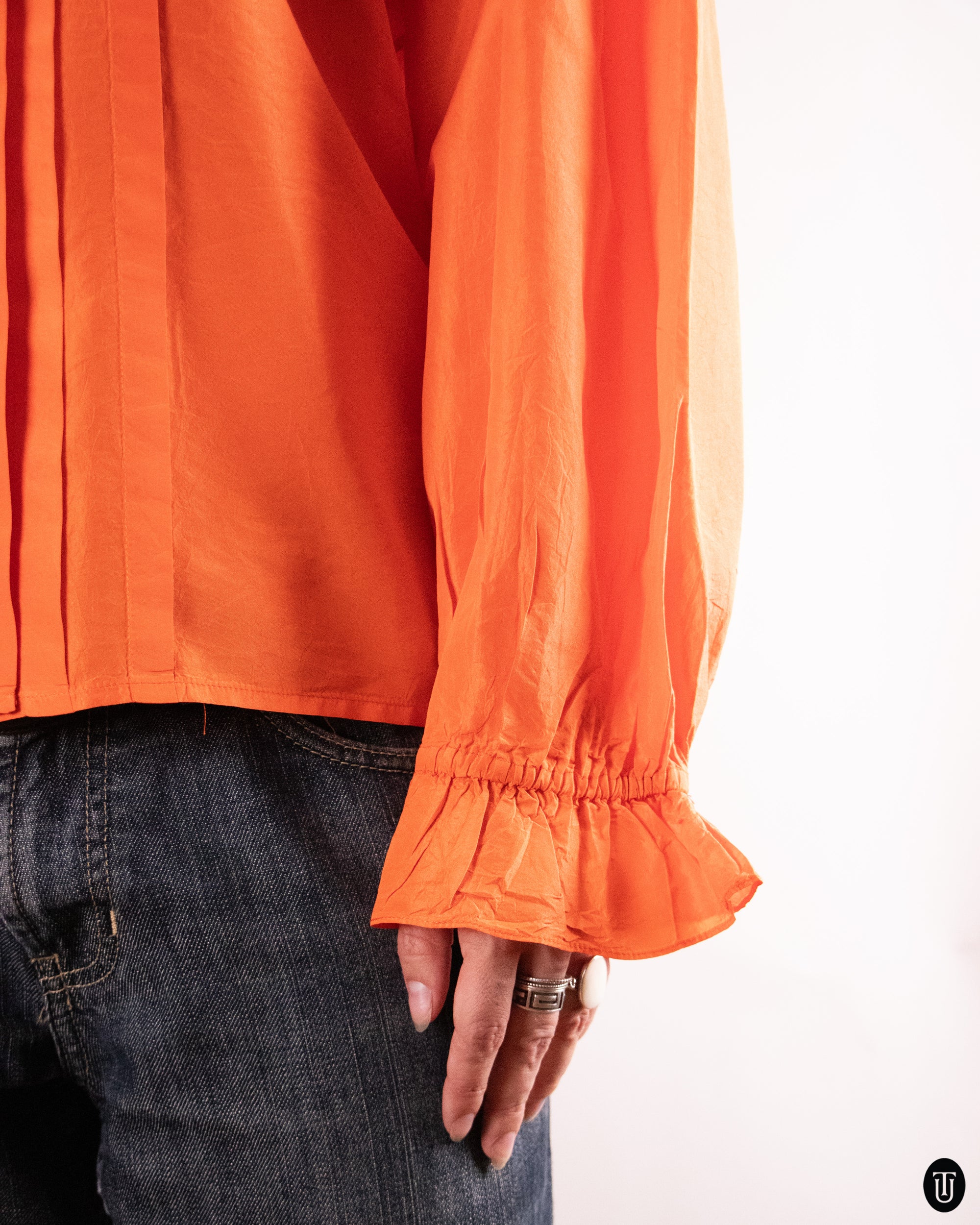 1980's YSL Orange Blouse M