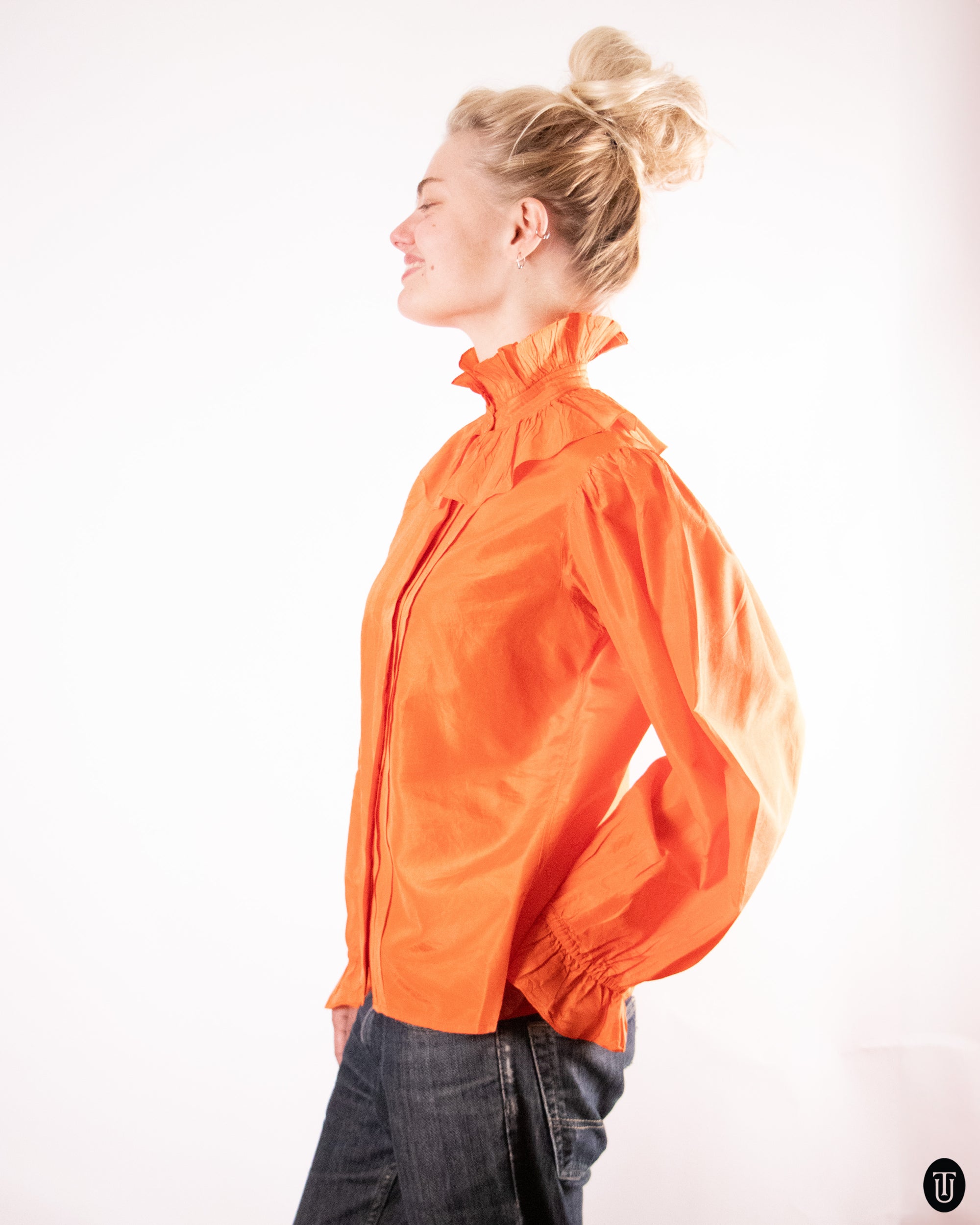 1980's YSL Orange Blouse M