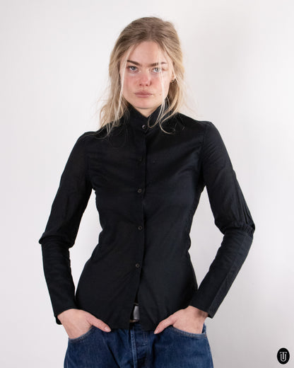 00's Yves Saint Laurent Rive Gauche by Tom Ford Black Cotton Shirt S
