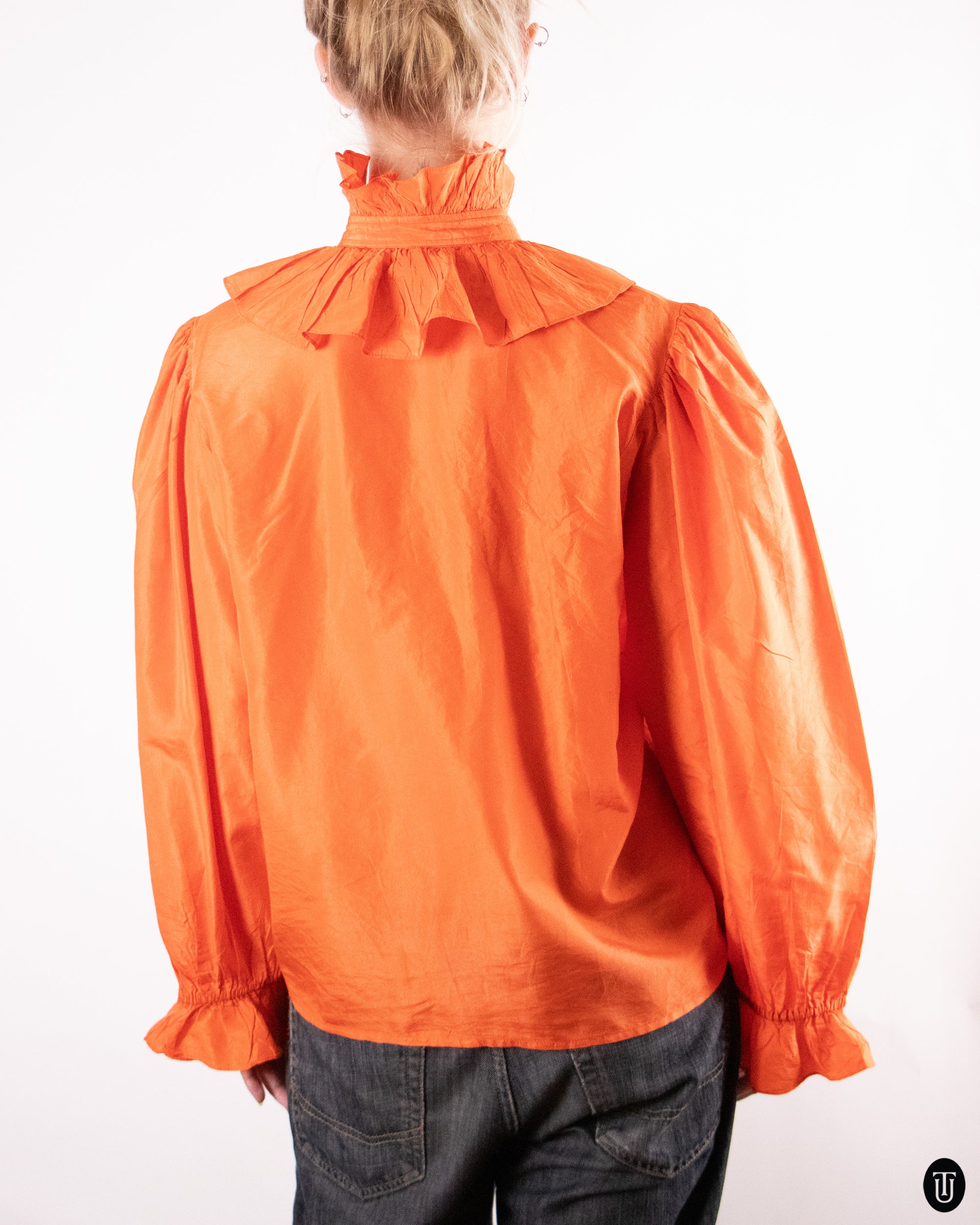 1980's YSL Orange Blouse M