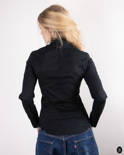 00's Yves Saint Laurent Rive Gauche by Tom Ford Black Cotton Shirt S
