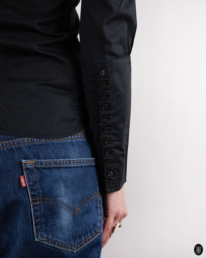 00's Yves Saint Laurent Rive Gauche by Tom Ford Black Cotton Shirt S
